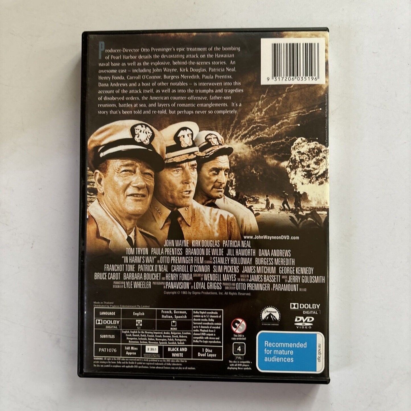 In Harm's Way (DVD, 1965) John Wayne, Kirk Douglas. Region 4 .