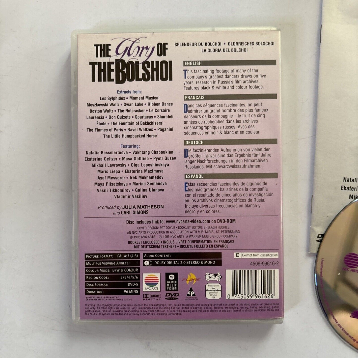 The Glory of the Bolshoi - Bolshoi Ballet (DVD, 1996) Region 4 &2