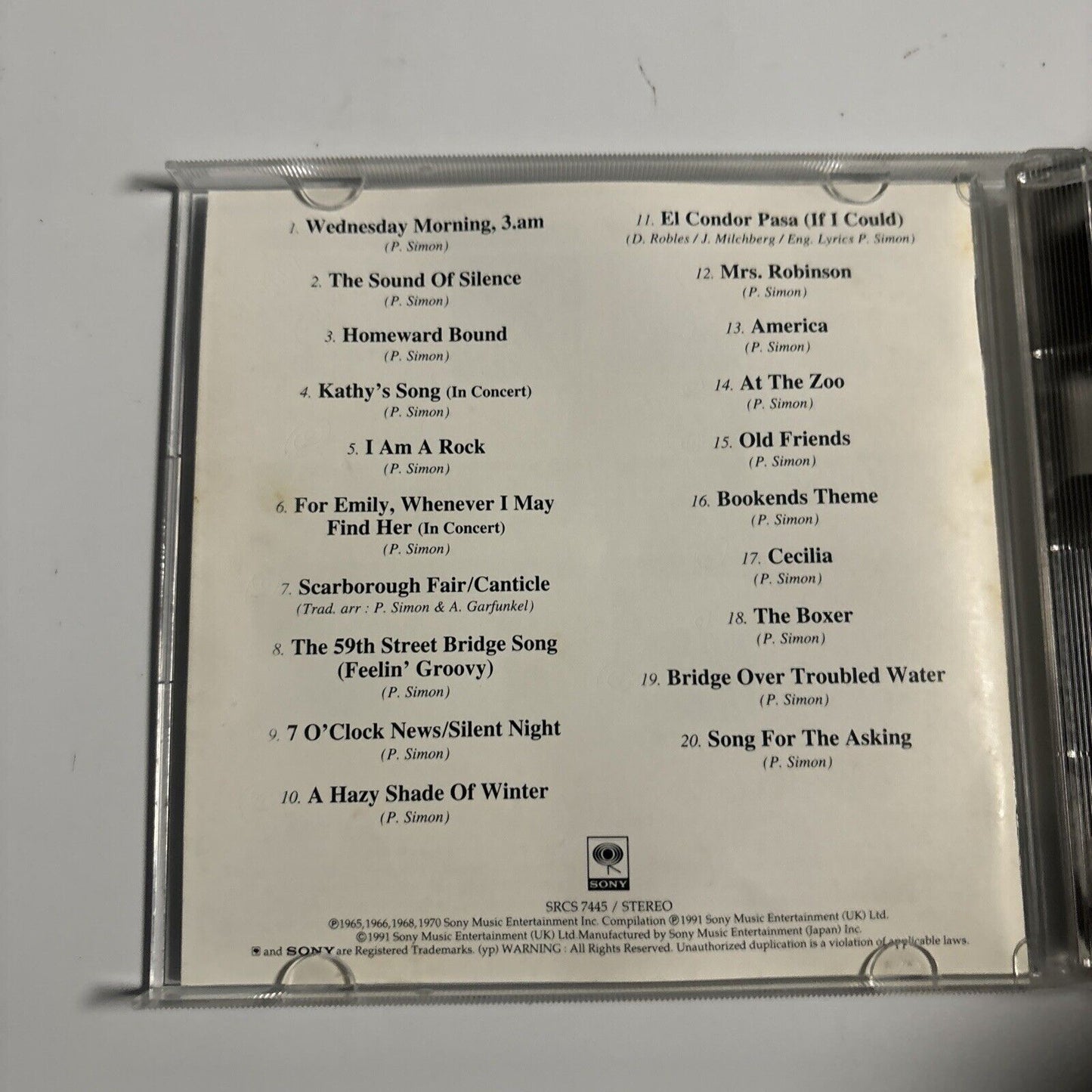 Simon & Garfunkel - The Definitive Simon & Garfunkel (CD, 1994) Japan SRCs-7445