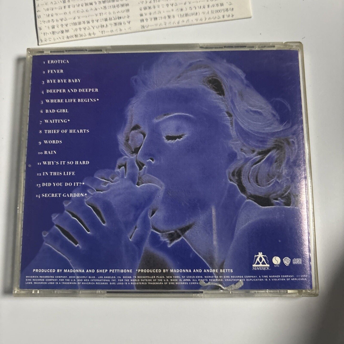 Madonna - Erotica (CD, 1992) Japan wpcp-5000
