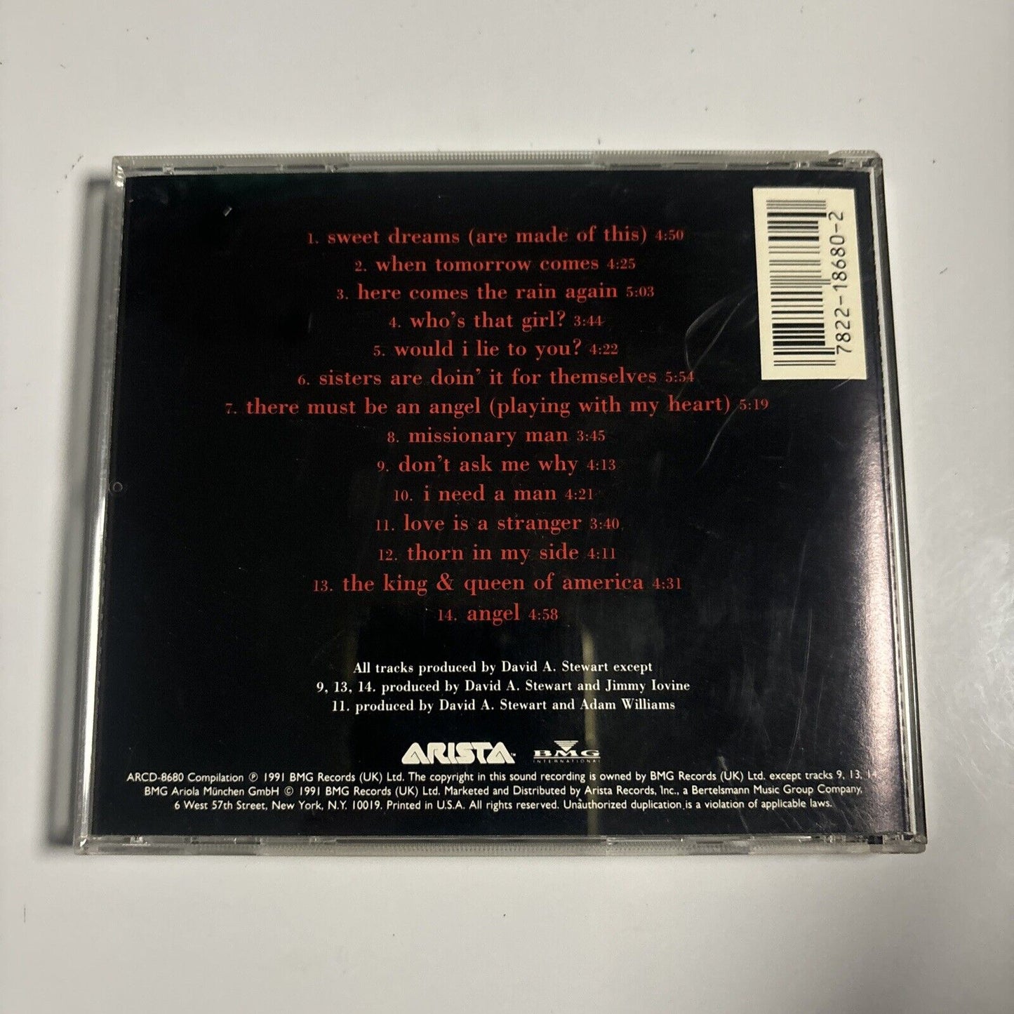 Eurythmics - Greatest Hits (CD, 1991) Arista ARCD-8680
