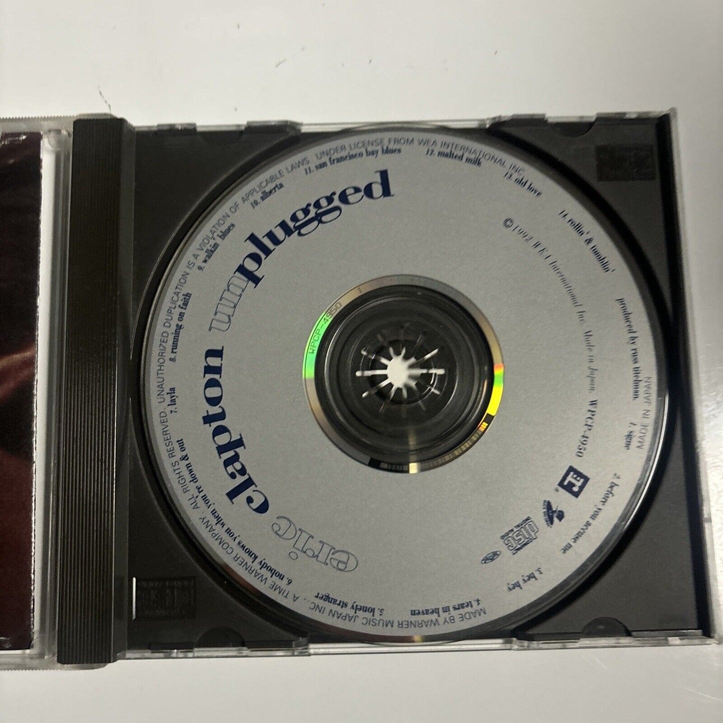 Eric Clapton - Unplugged (CD, 1992) Japan wpcp-4950 Reprise Records