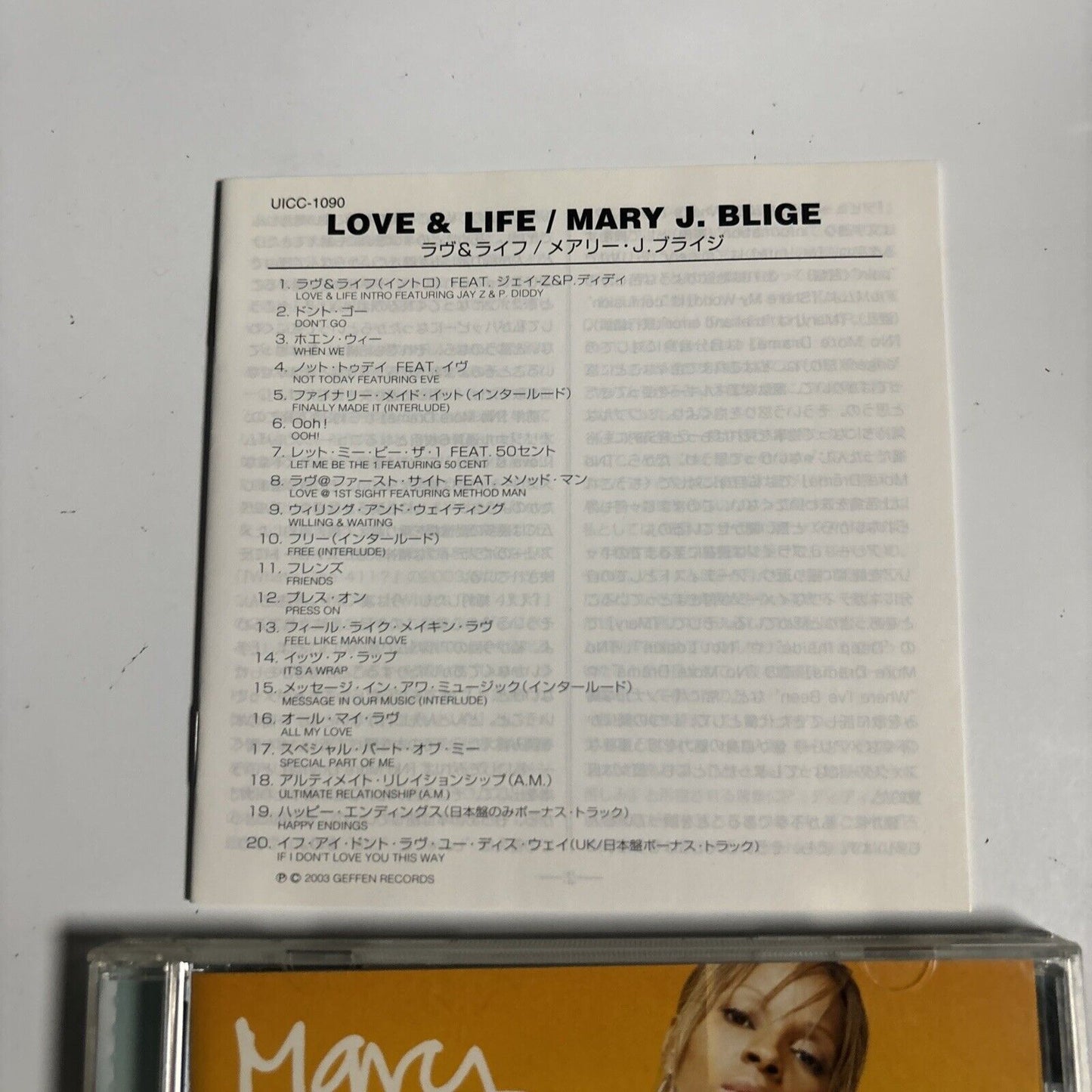 Mary J. Blige - Love & Life [Japan Bonus Track] (CD, 2003) Japan uicc-1090