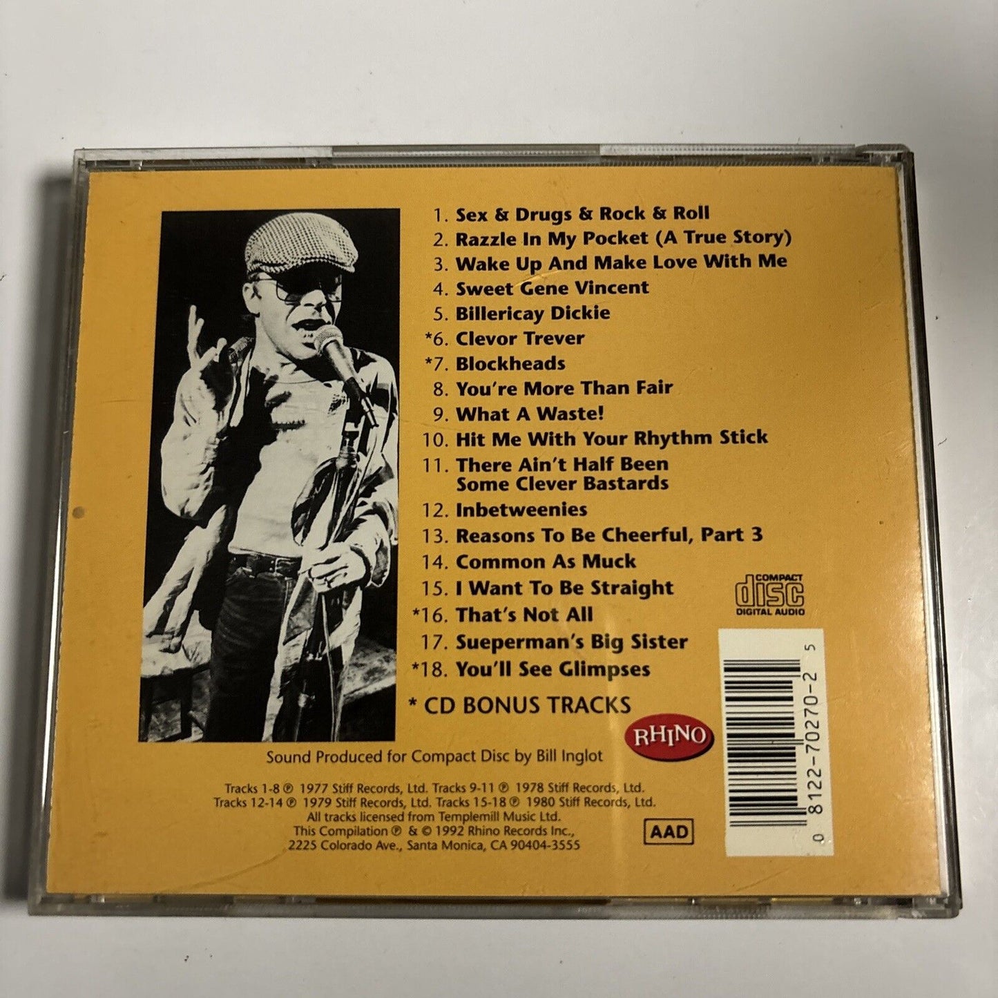 Ian Dury And The Blockheads - Sex & Drugs & Rock & Roll (CD, 1992)  R2 70270