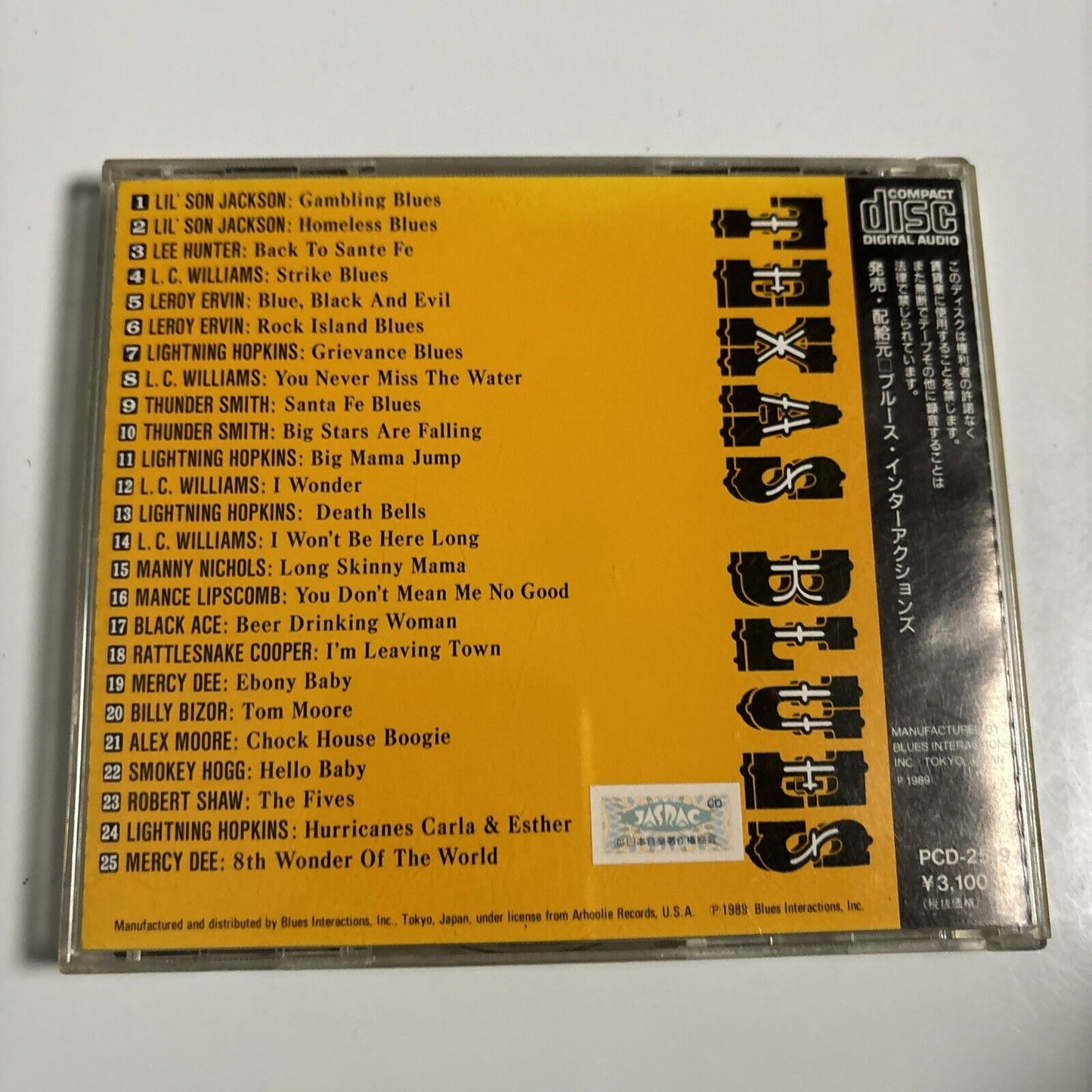 Various Artists - Texas Blues Volume 1 (CD, 1963) Japan PCD-2519