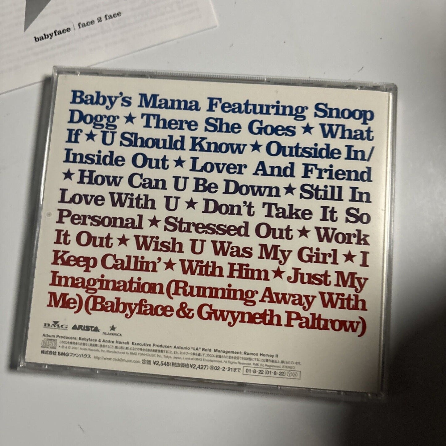 Babyface - Face2Face (CD, 2001) Japan bvca-21085 Funk/Soul