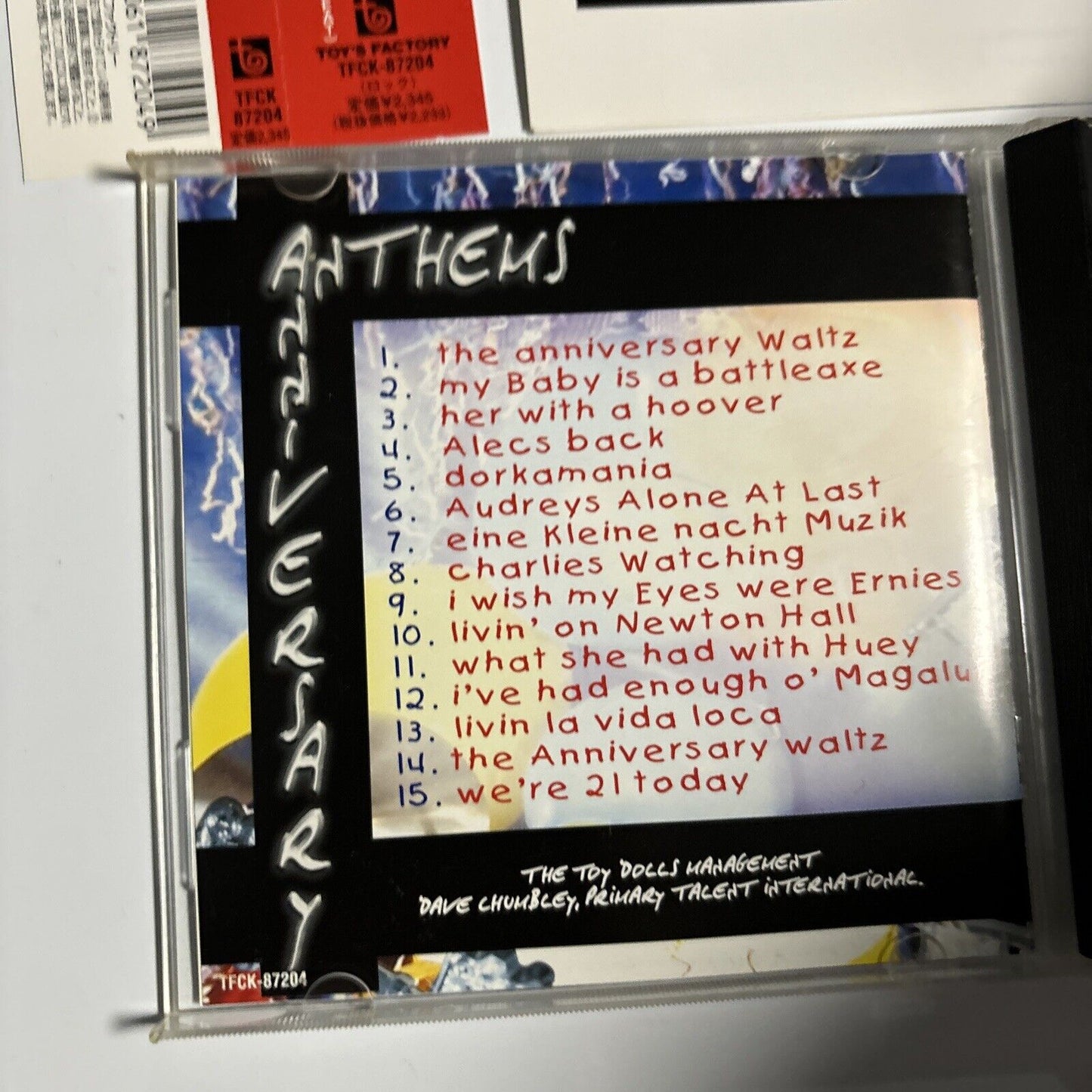 The Toy Dolls - Anniversary Anthems (CD, 2000) Japan tfck-87204 Obi