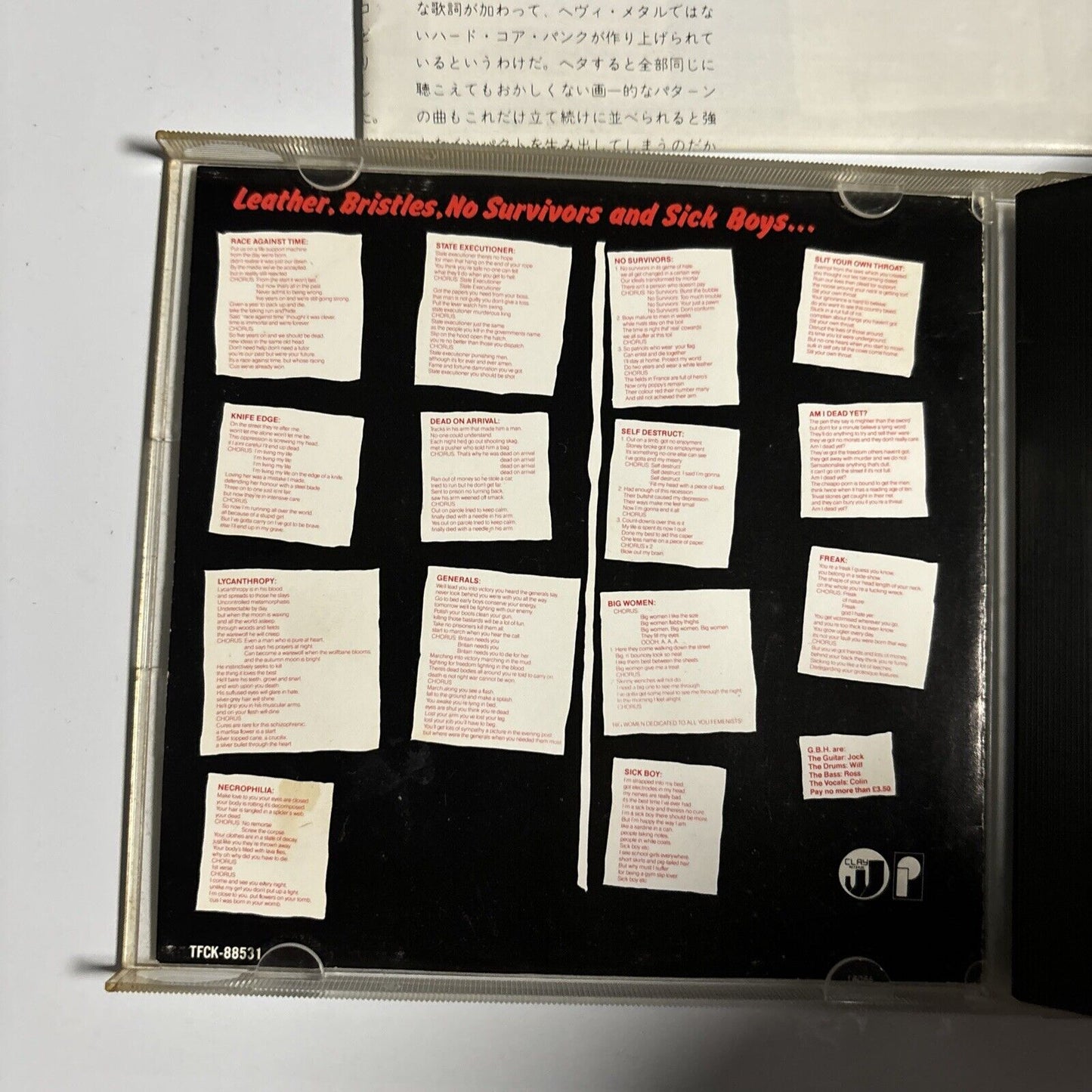 Charged G.B.H - Leather, Bristles, No Survivors and Sick Boys (CD, 1991) Japan