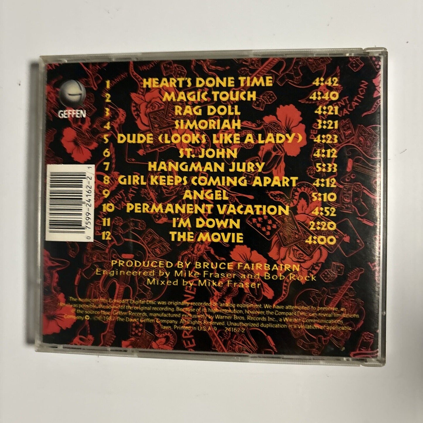 Aerosmith - Permanent Vacation (CD, 1987) Geffen Records 9 24162-2