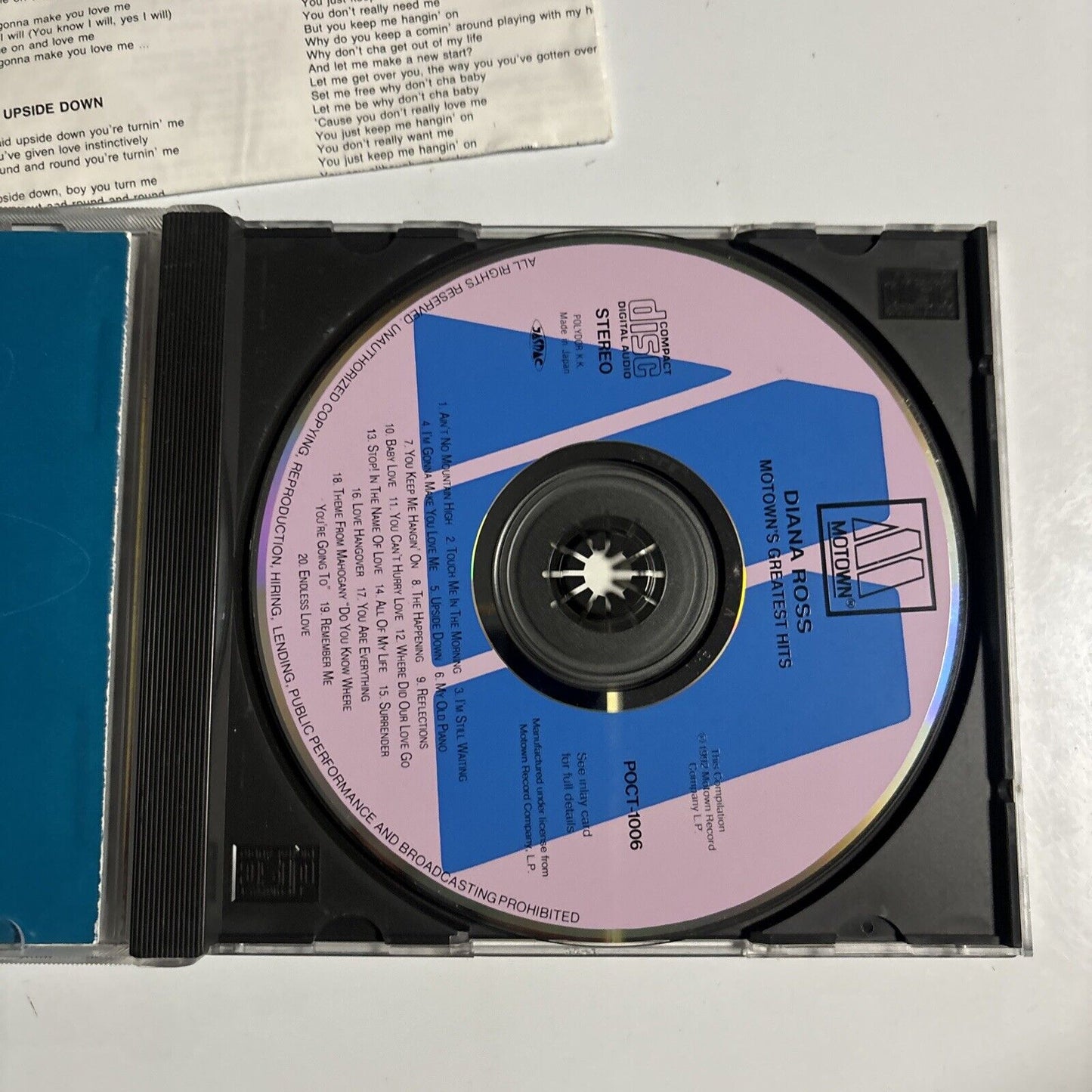 Diana Ross - Motown's Greatest Hits (CD, 1992) Japan poct-1006