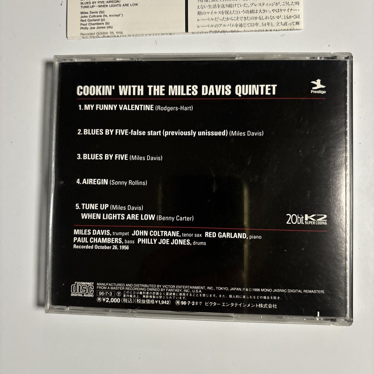 Miles Davis - Cookin' With The Miles Davis Quintet (CD, 1996) Japan vicj-2087