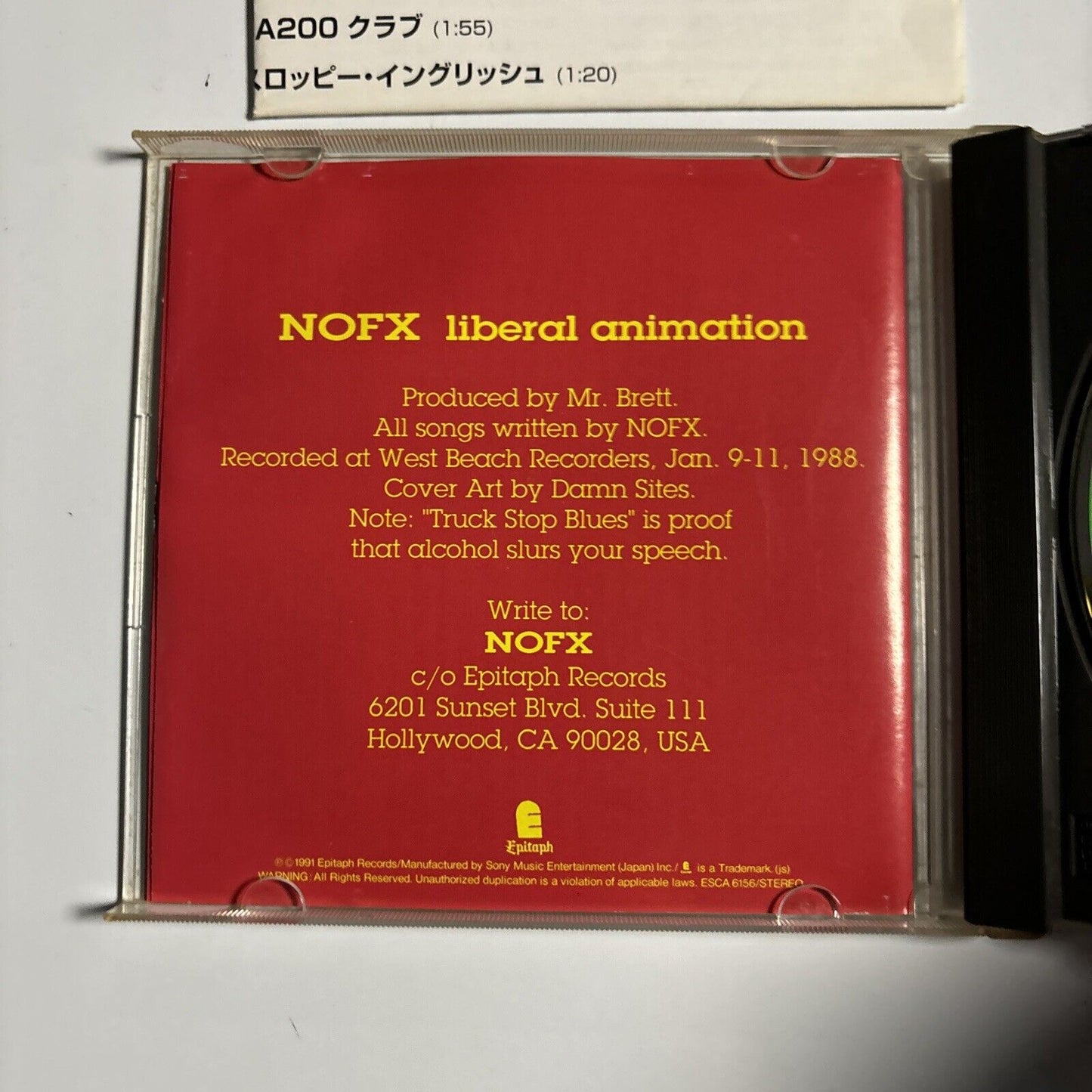 NOFX - Liberal Animation (CD, 1995) Japan esca-6156