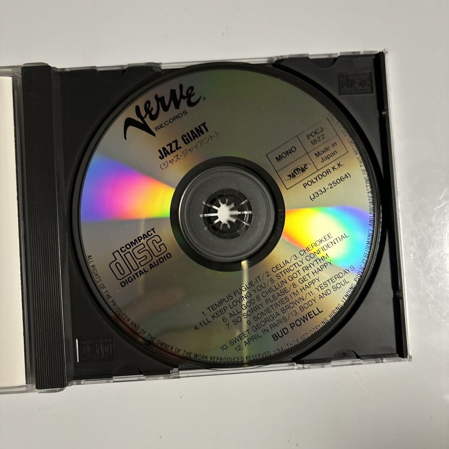 Bud Powell - Jazz Giant (CD, 1990) Japan POCJ-1822 Verve Records