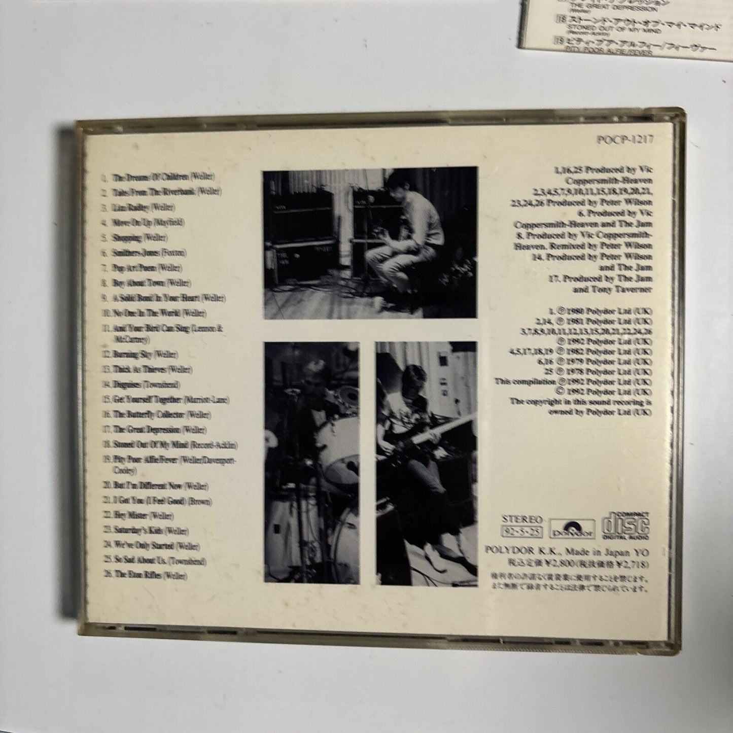 The Jam - Extras (CD, 1992) Japan Polydor pocp-1217 Sticker