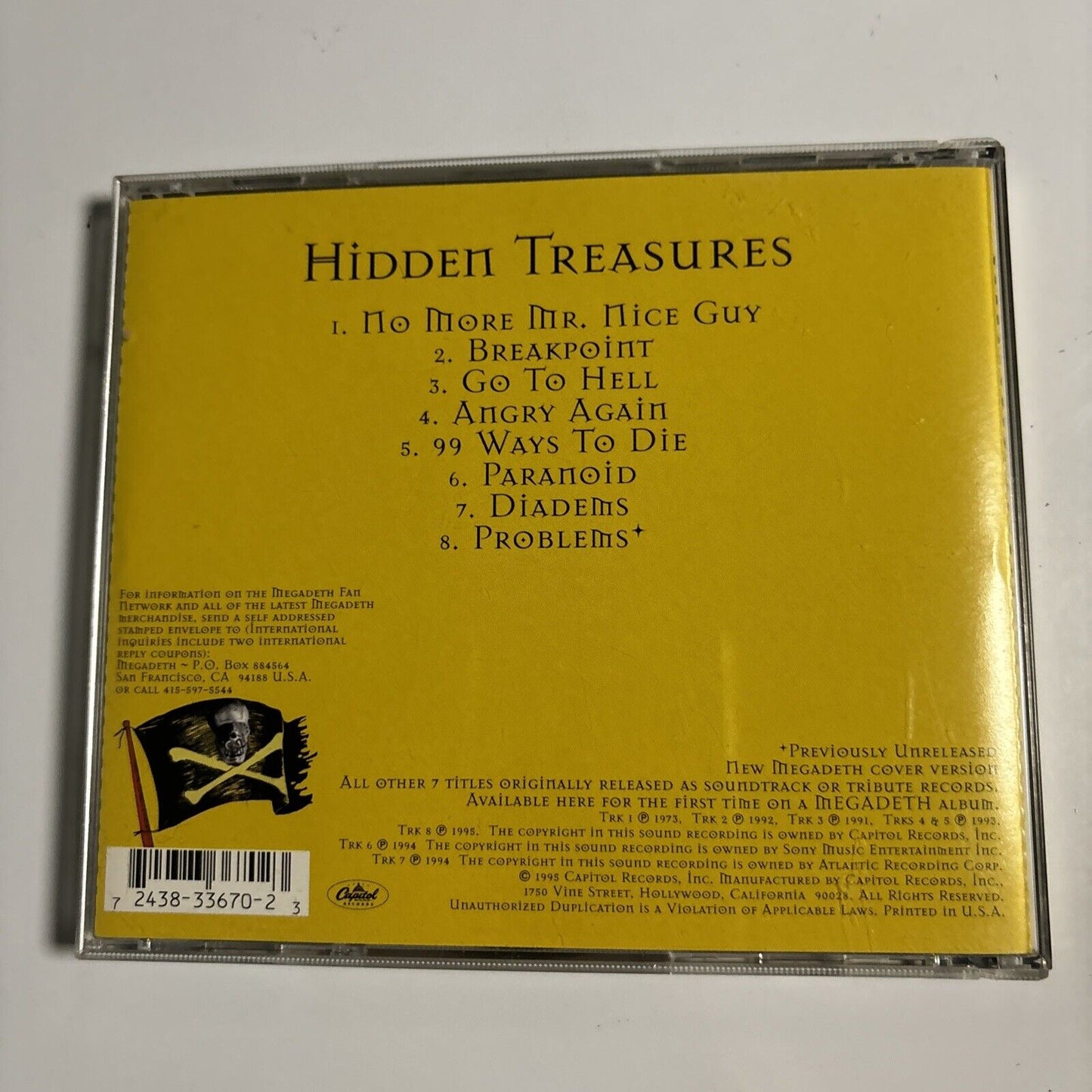 Megadeth - Hidden Treasures (CD, 1995) Capitol Records