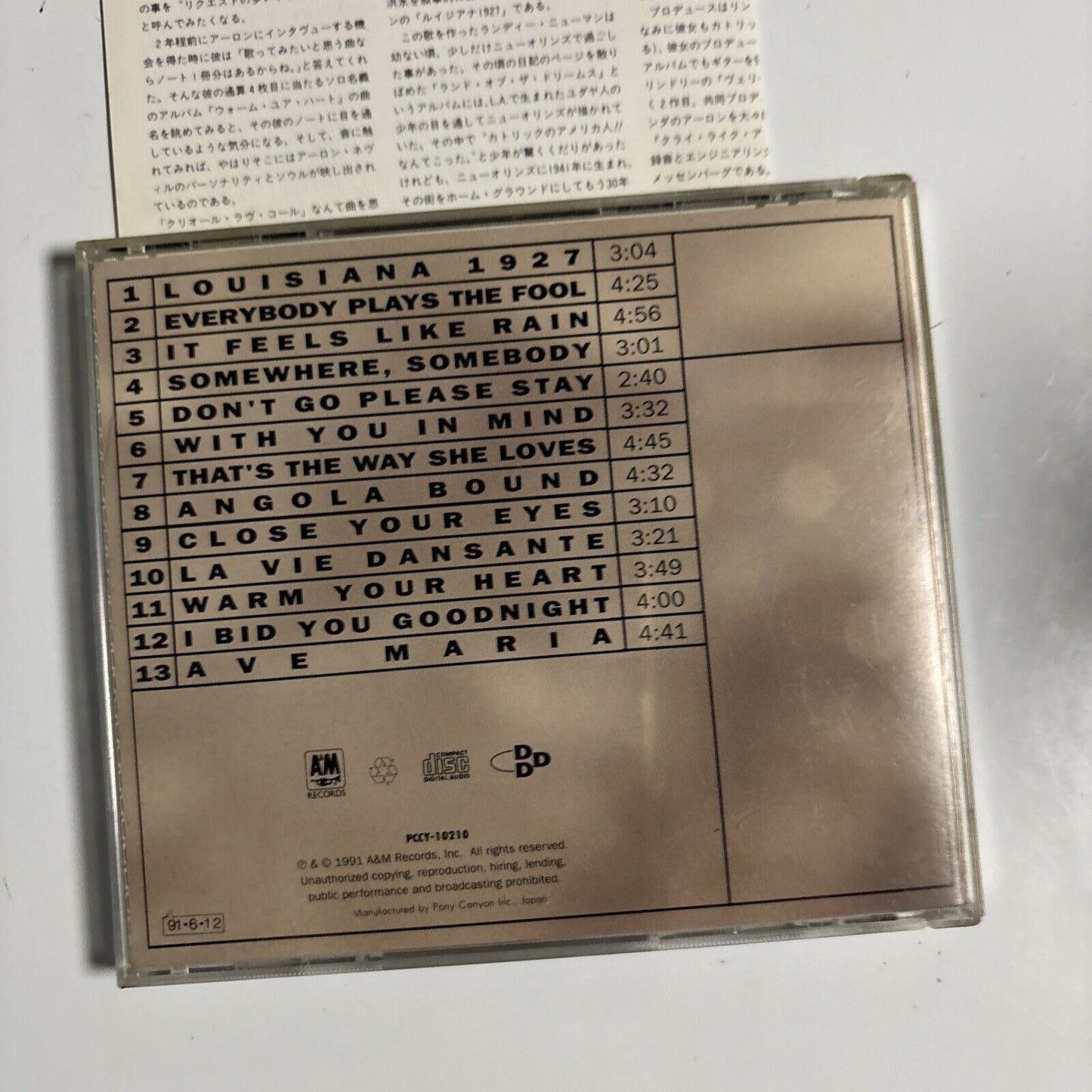 Aaron Neville - Warm Your Heart (CD, 1991) Japan pccy-10210