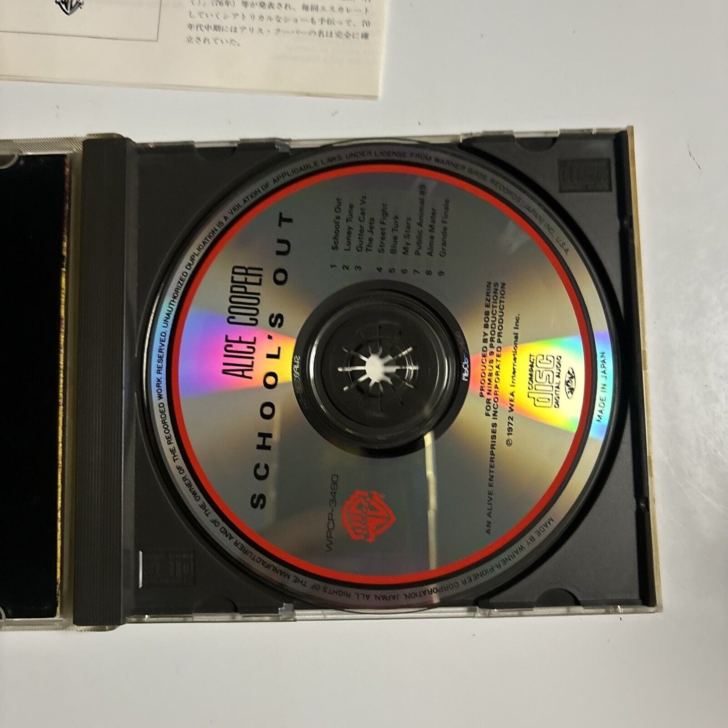 Alice Cooper - School's Out (CD, 1991) Japan wpcp-3490 Warner Bros. Records