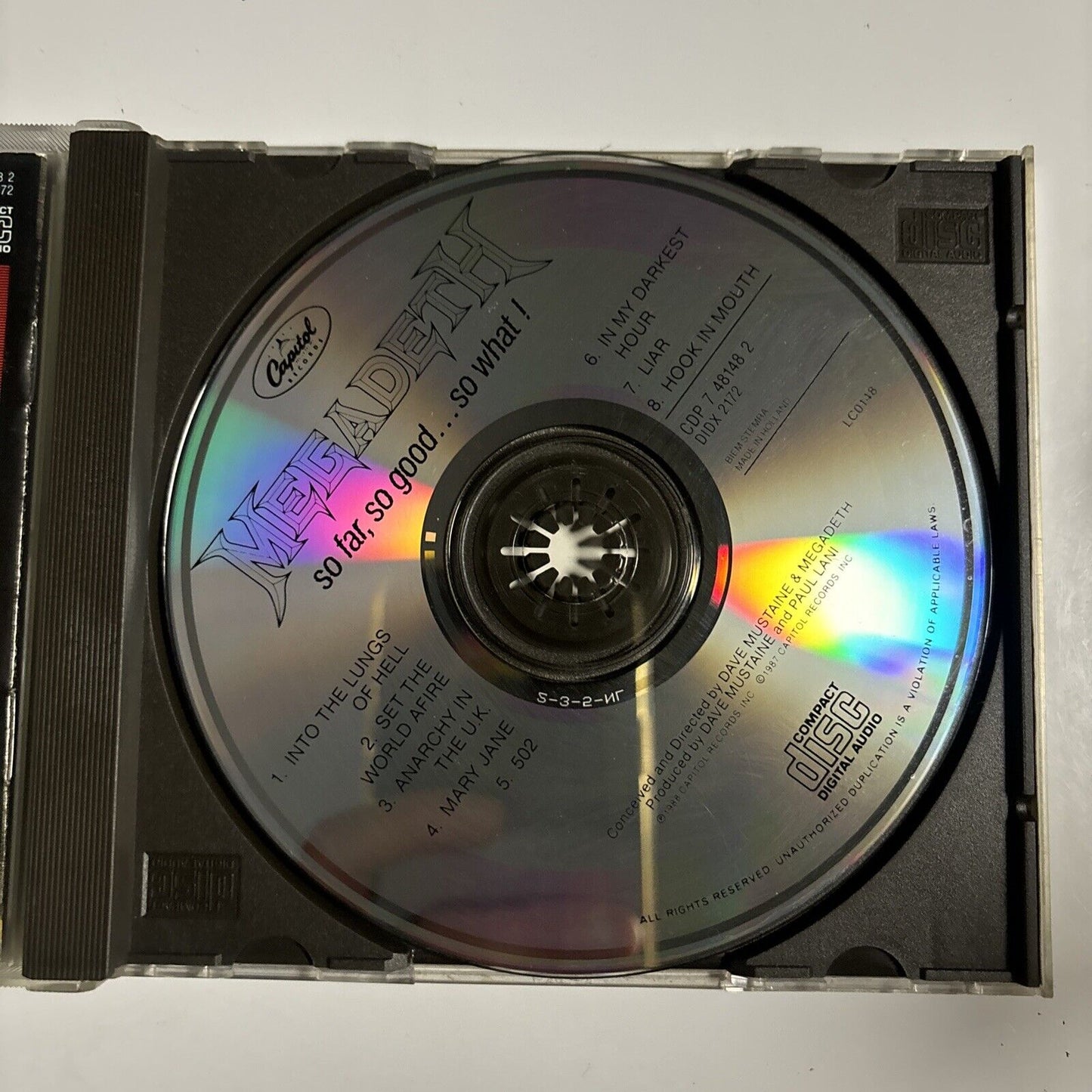 Megadeth - So Far, So Good... So What! (CD, 1988) Capitol Records CDP 7 48148 2