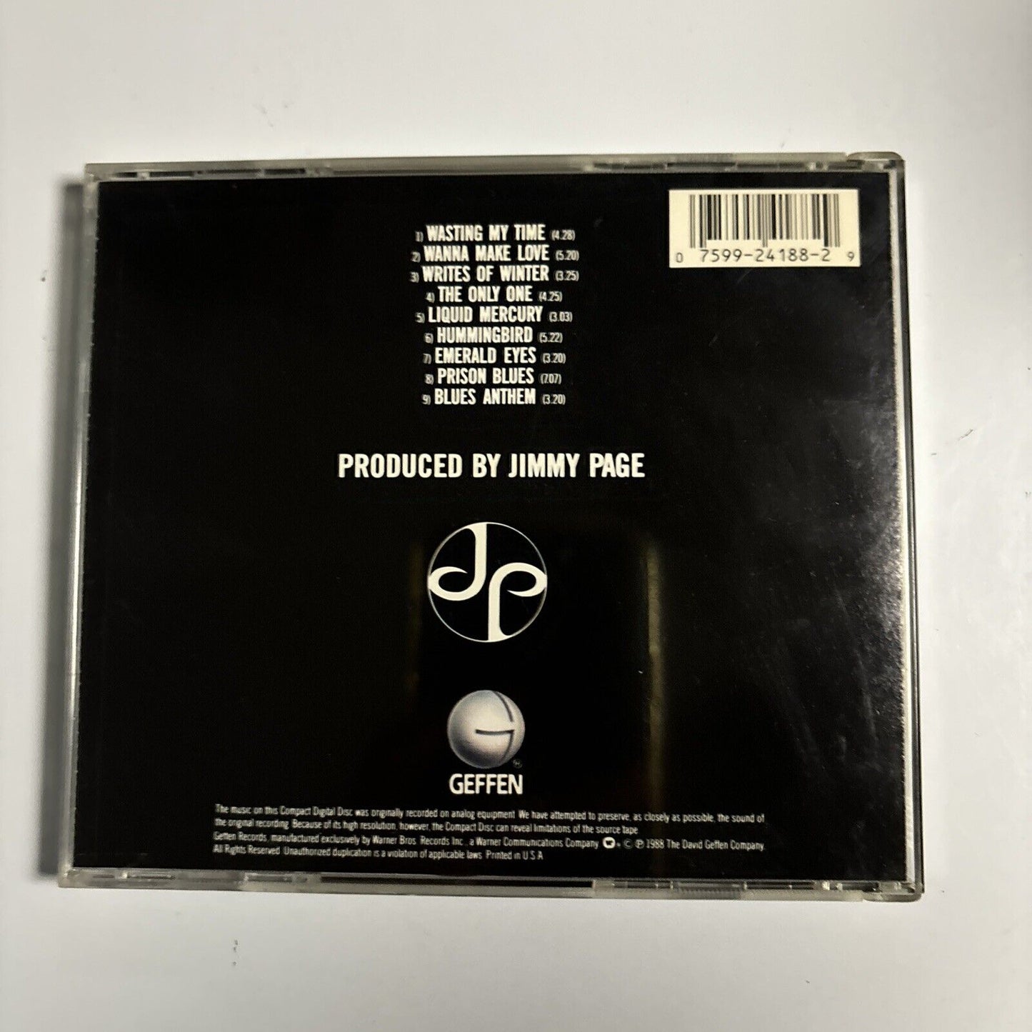 Jimmy Page - Outrider (CD, 1988) Geffen Records 924 188-2