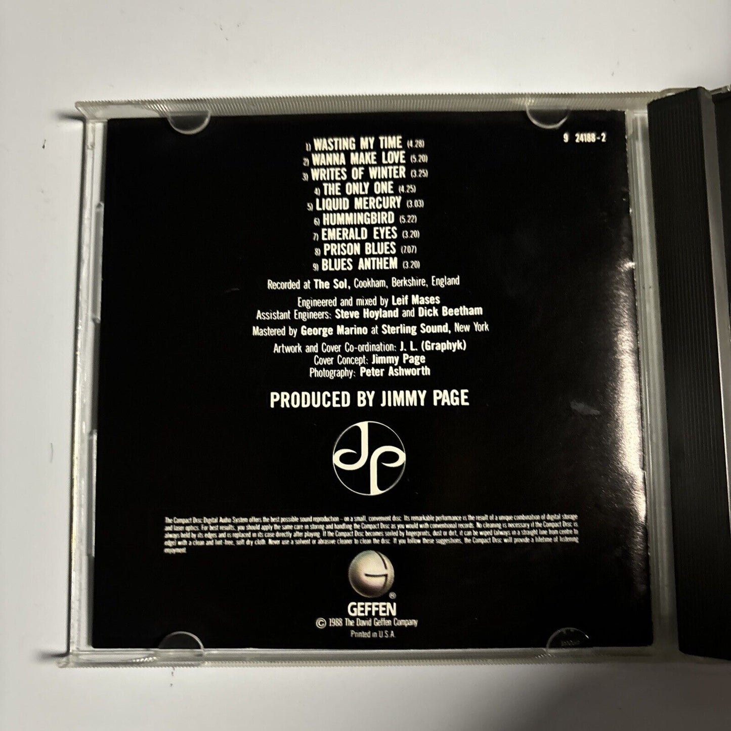 Jimmy Page - Outrider (CD, 1988) Geffen Records 924 188-2