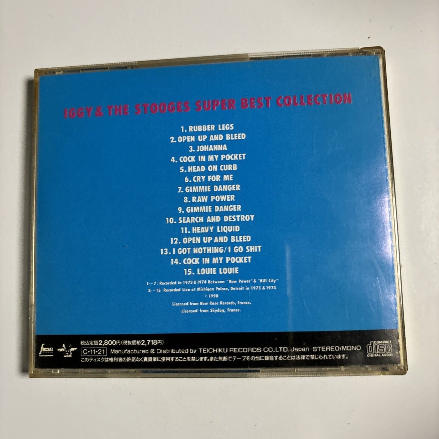 Iggy & The Stooges - Super Best Collection (CD, 1990) Japan tecp-28514