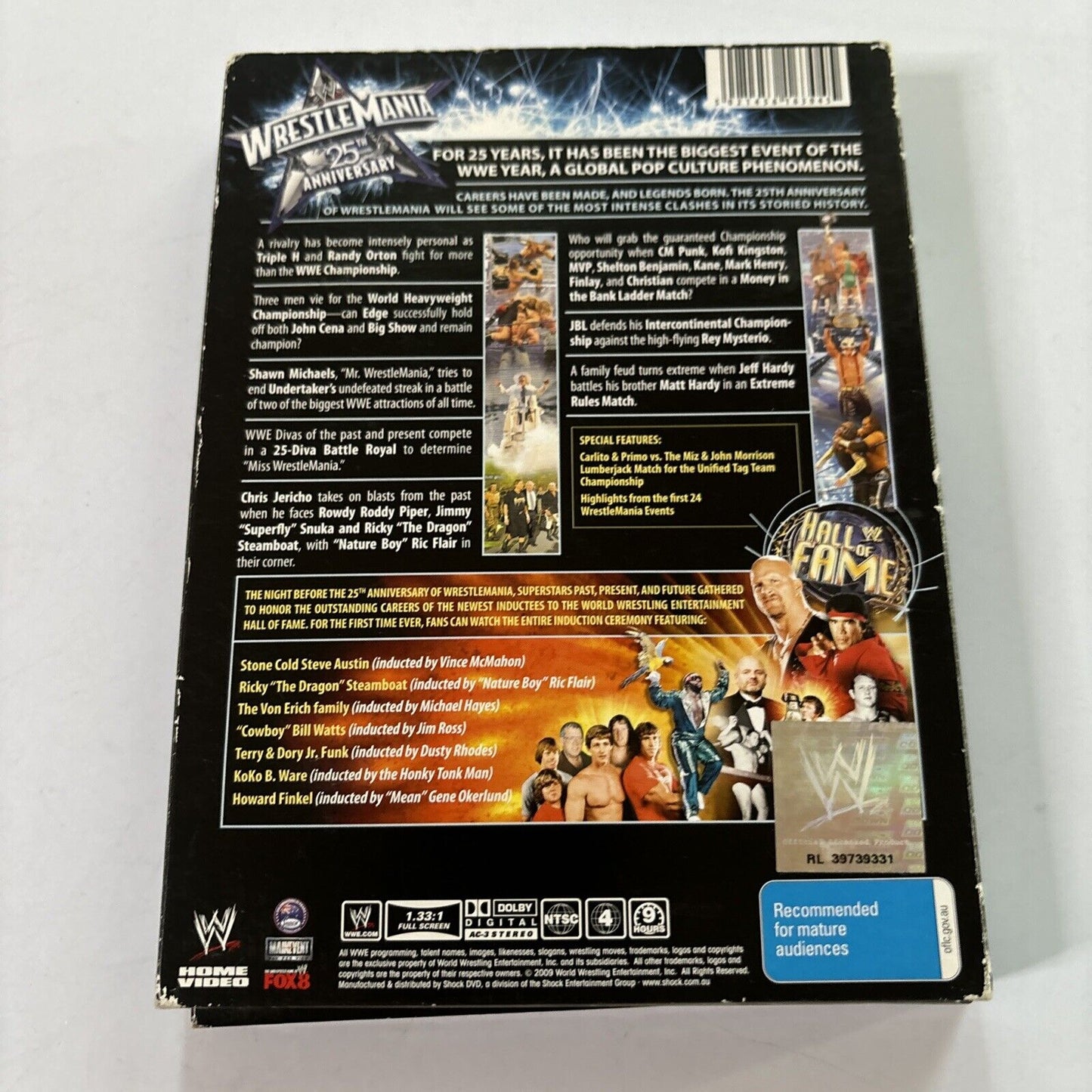 WWE Wrestle Mania 25 (DVD, 2009, 3-Disc) John Cena Region 4