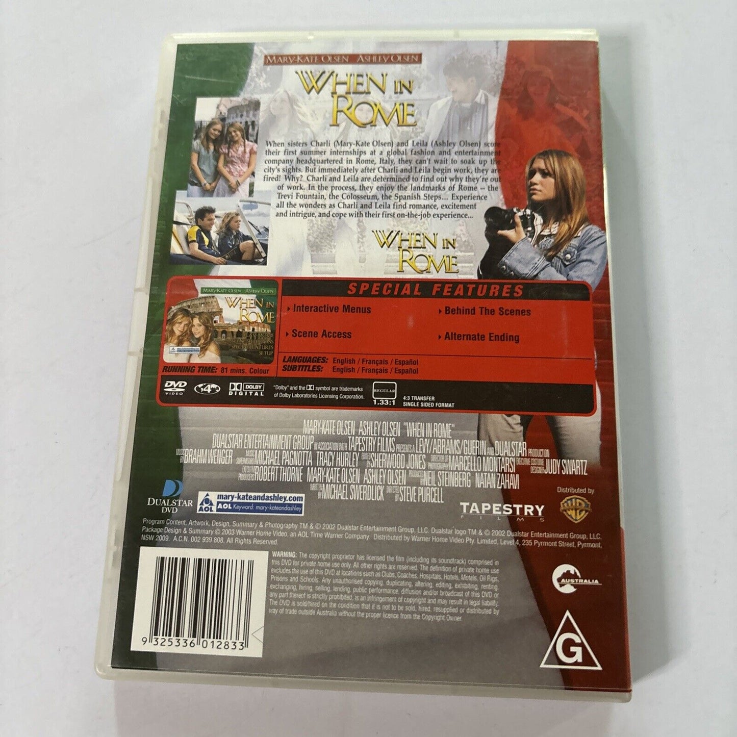 When in Rome (DVD, 2002) Mary-Kate Olsen, Ashley Olsen Region 4