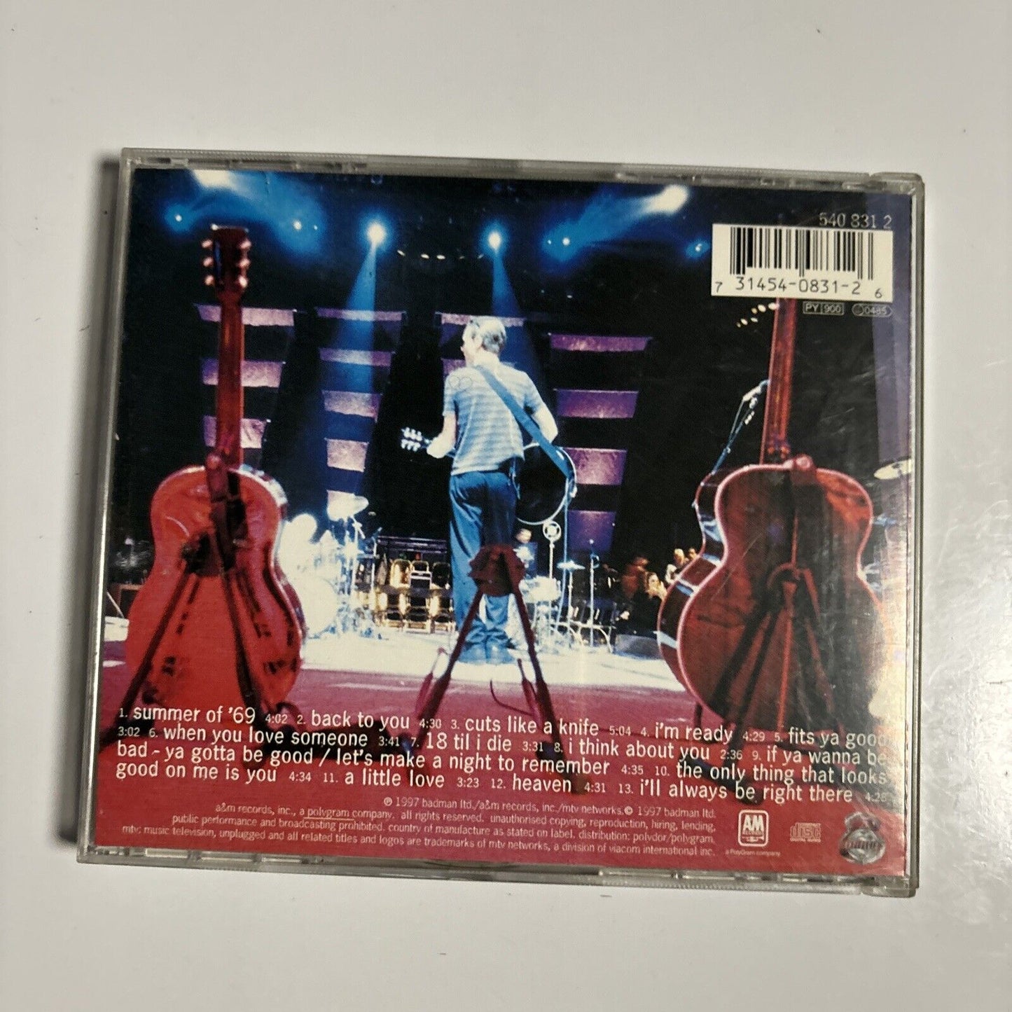 Bryan Adams - Bryan Adams Unplugged (CD, 1997) Rock A&M Records 540 831 2