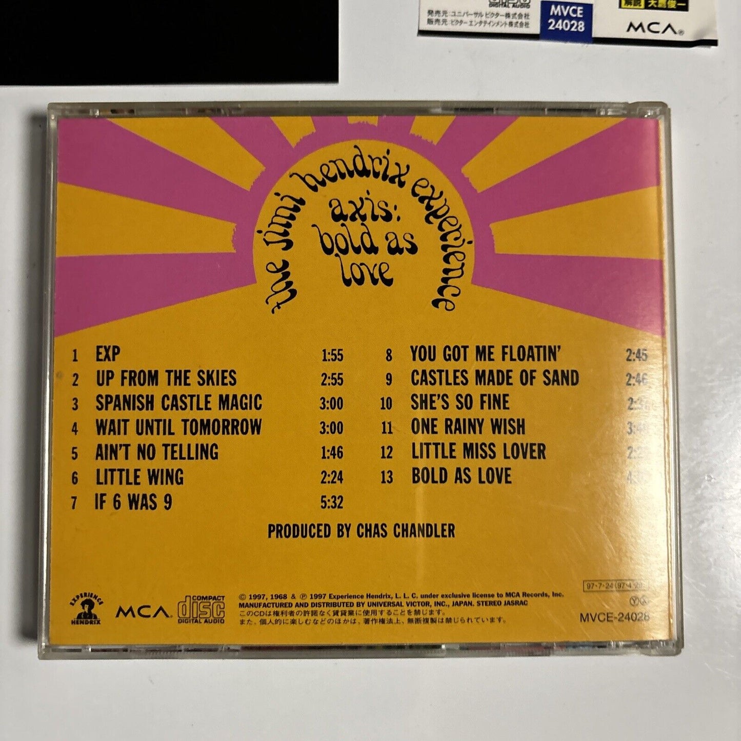 Jimi Hendrix Experience - Axis: Bold As Love (CD, 1997) Japan mvce-24028 obi