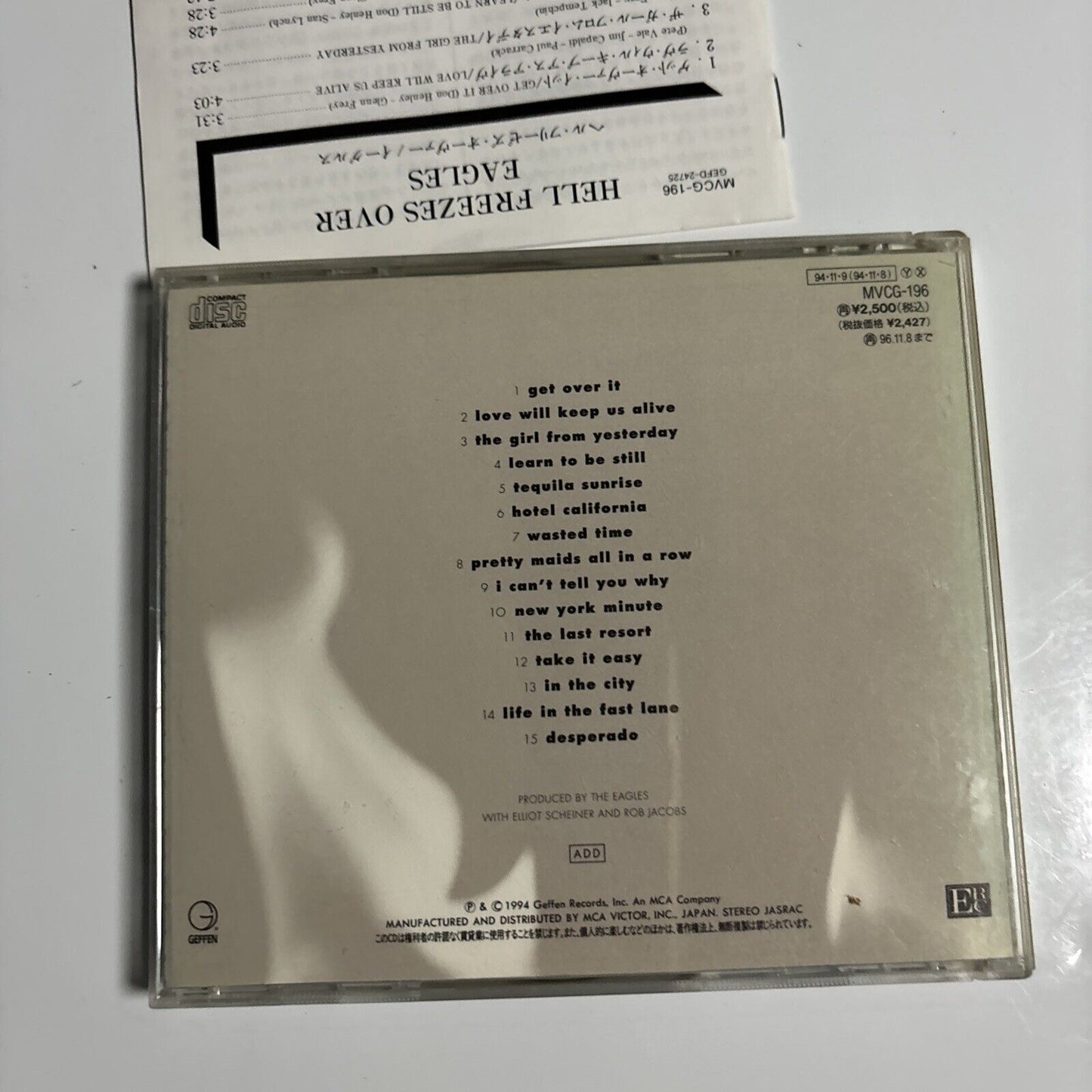 Eagles - Hell Freezes Over (CD, 1994) Japan mvcg-196 Geffen Records