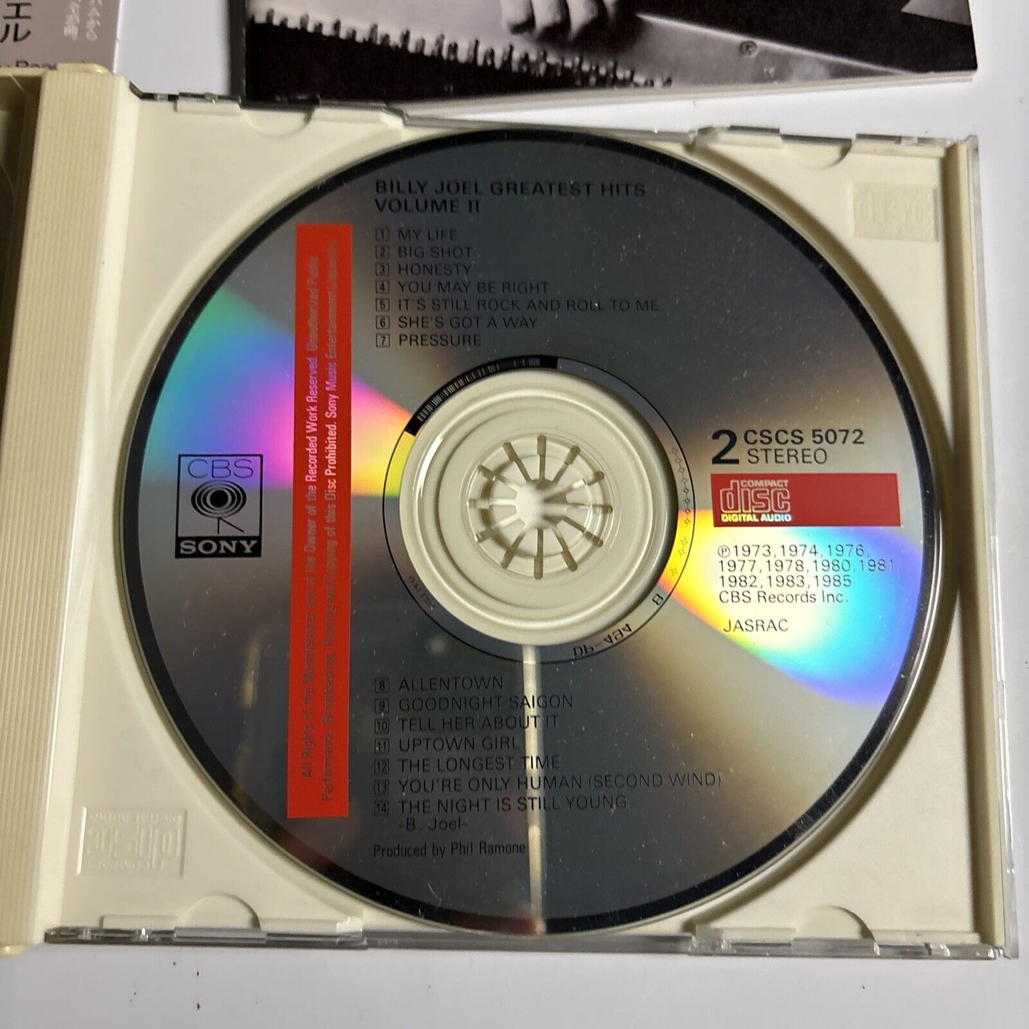 Billy Joel - Greatest Hits Volume I & Volume II (CD, 1985) Japan cscs-5071-2 obi