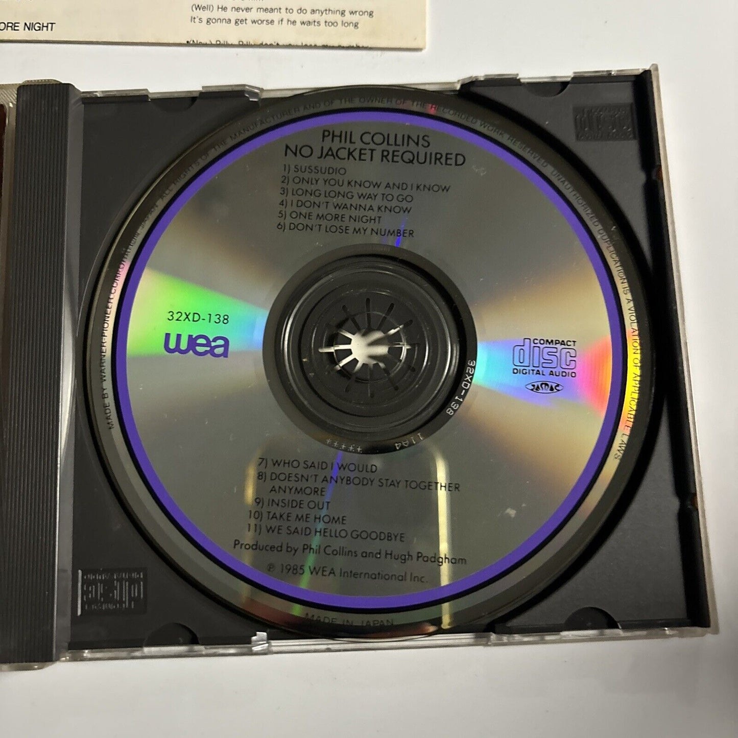 Phil Collins - No Jacket Required (CD, 1985) WEA 2 51699-2