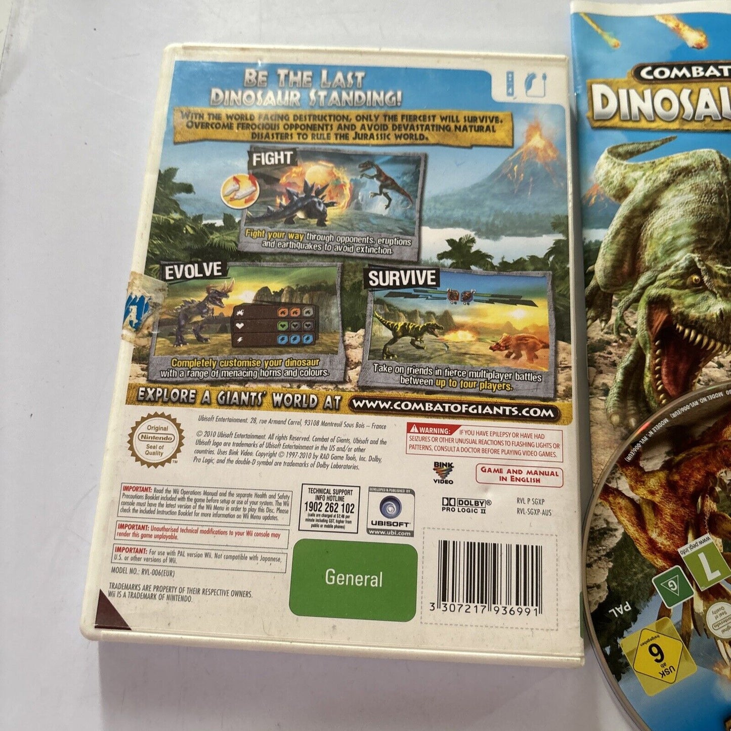 Combat Of Giants - Dinosaurs Strike Nintendo Wii Manual PAL