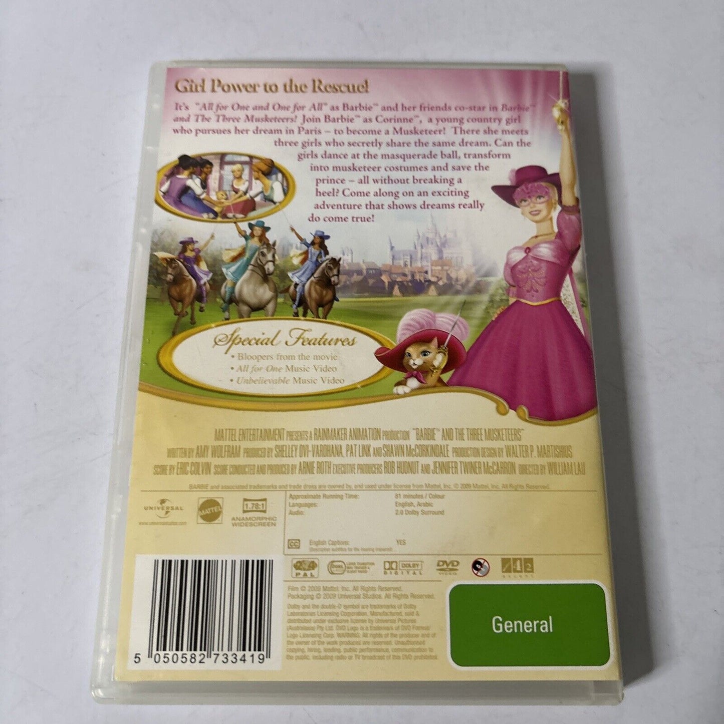 Barbie and the Three Musketeers (DVD, 2009) Region 4
