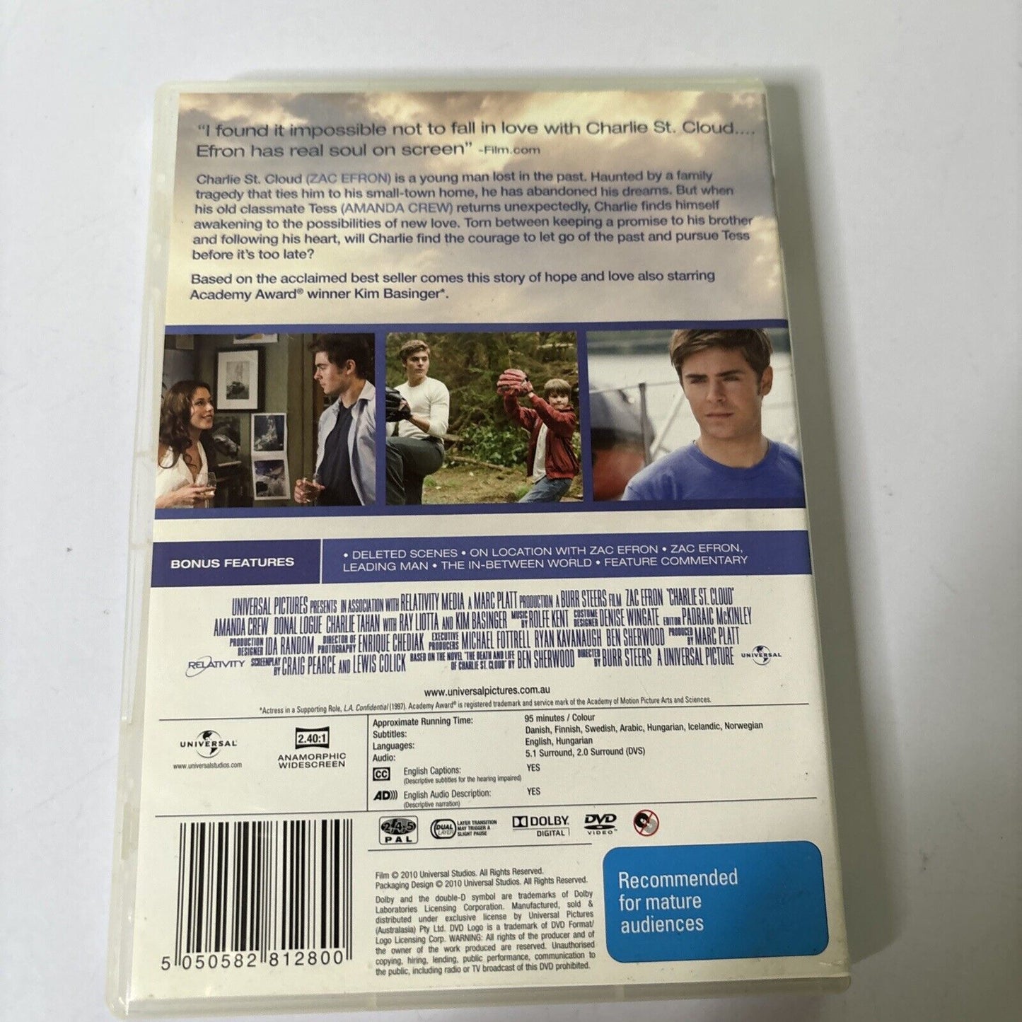 Charlie St. Cloud (DVD, 2010) Zac Efron Region 4 &2