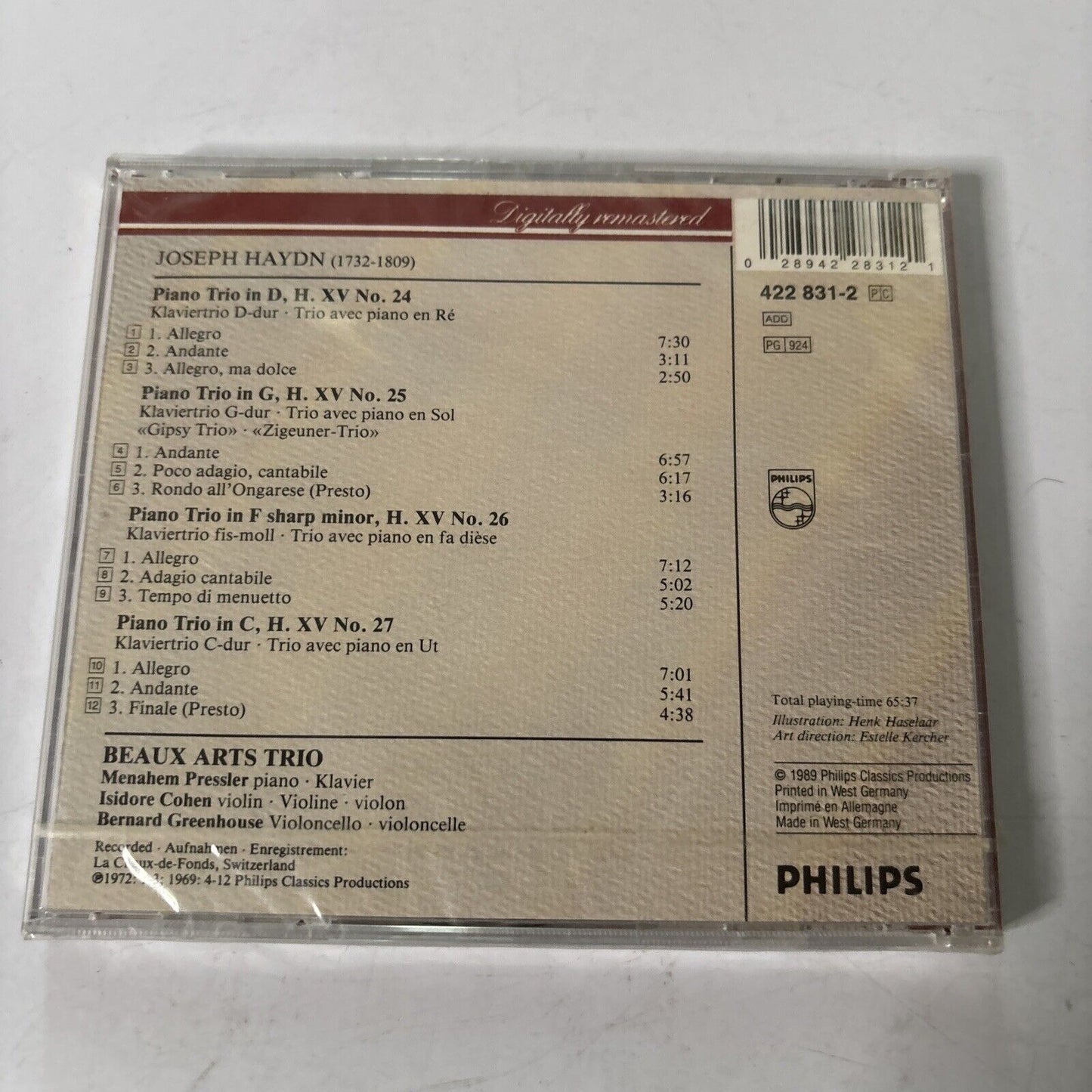 Haydn, Beaux Arts Trio - Piano Trios Hob. XV: 24, 25, 26, 27 (CD, 1989) NEW