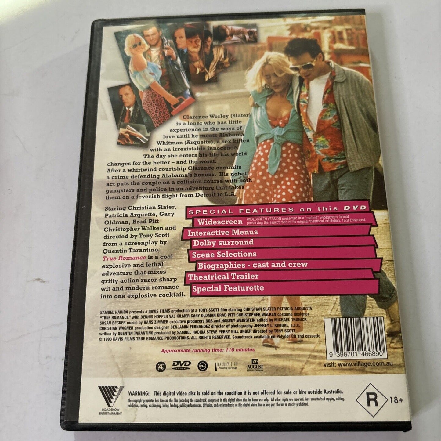 True Romance  (DVD, 1993) Christian Slater, Patricia Arquette Region 4