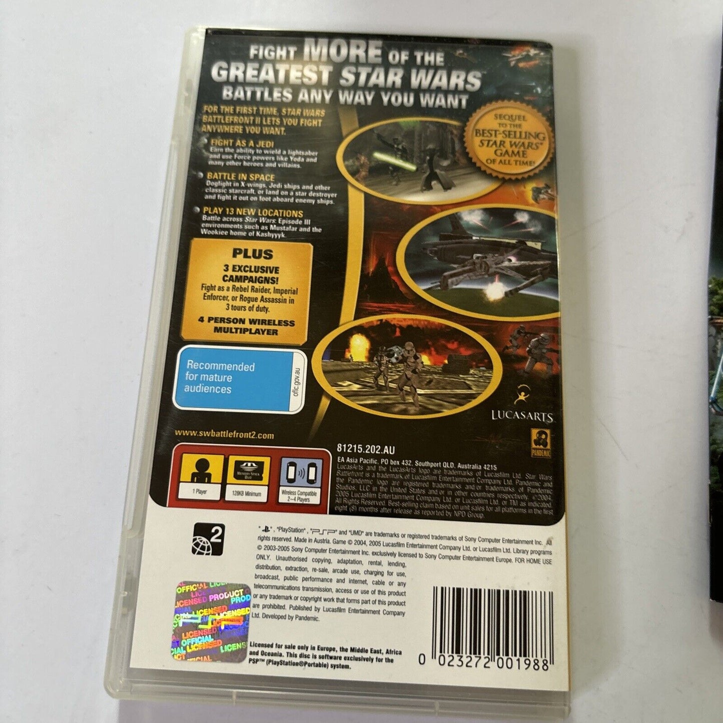 Star Wars Battlefront 2 for Sony PSP PlayStation Portable Manual