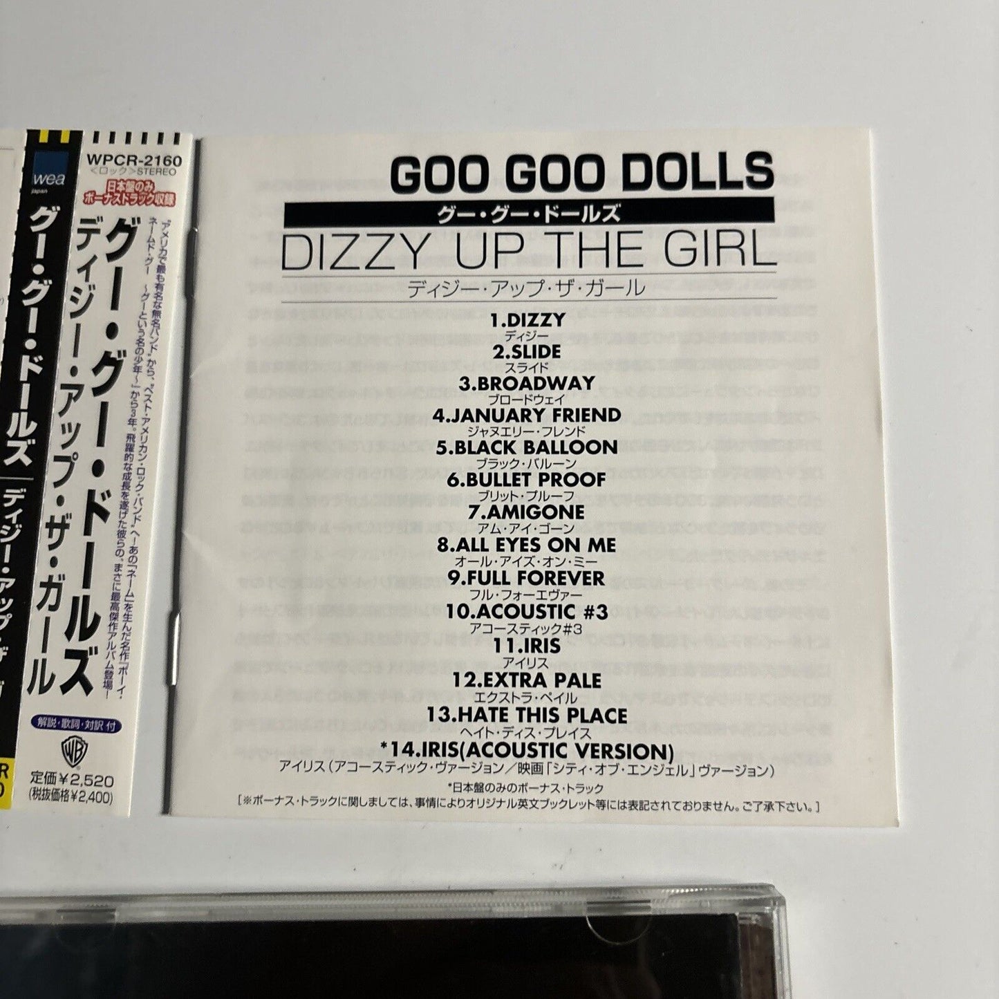 The Goo Goo Dolls - Dizzy Up The Girl (CD, 1998) Japan wpcr-2160 Obi
