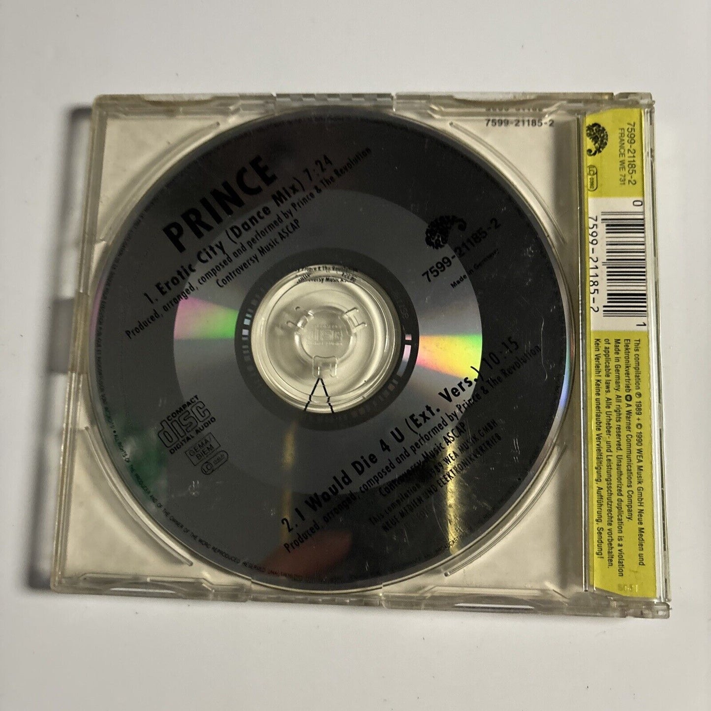 Prince - Erotic City / I Would Die 4 U (CD, 1989) Paisley Park 473562 2