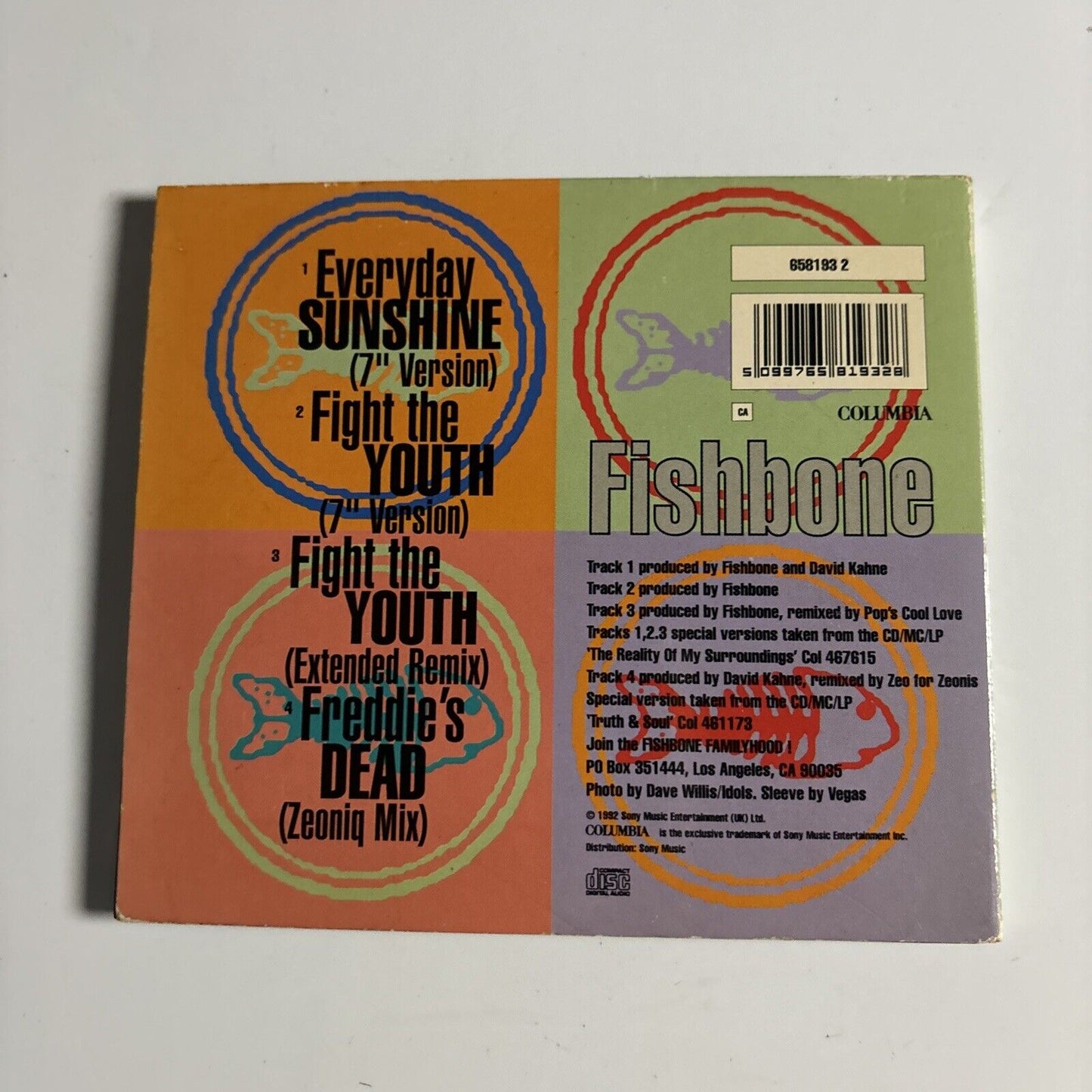 Fishbone - Everyday Sunshine / Fight The Youth (CD, 1992) Columbia 658193 2