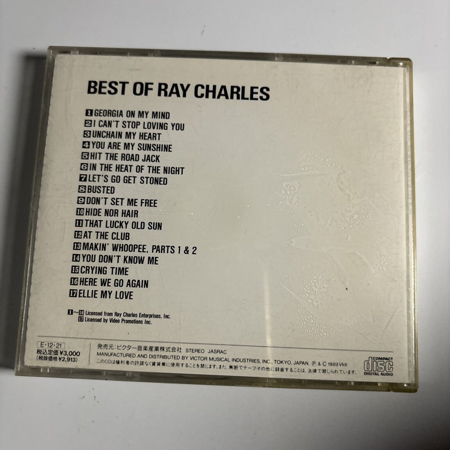 Ray Charles - Best Of Ray Charles (CD, 1989) Japan VDPY-30011 *Water Damaged*