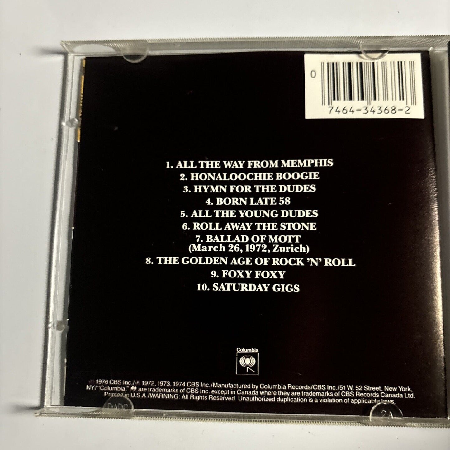 Mott The Hoople - Greatest Hits (CD, 1976) Rock Columbia CK 34368