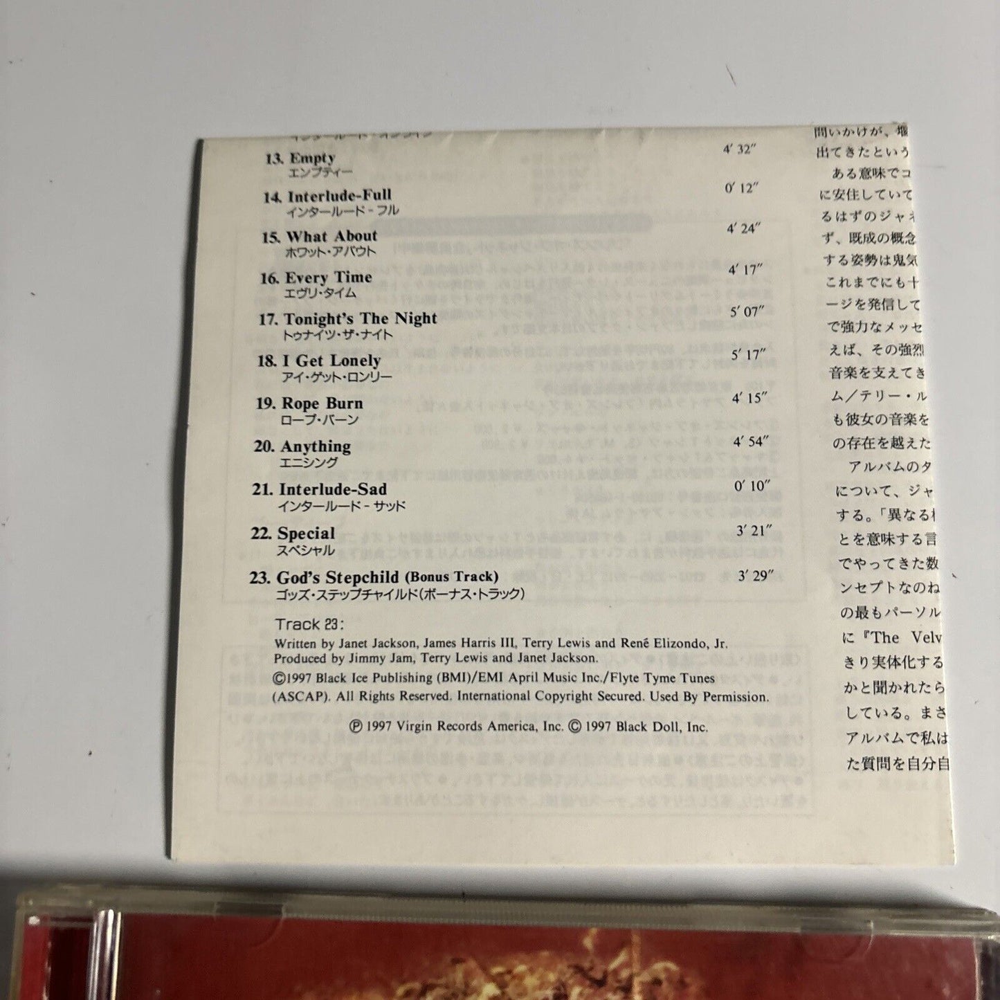 Janet Jackson - The Velvet Rope (CD, 1997) Japan vjcp-25340