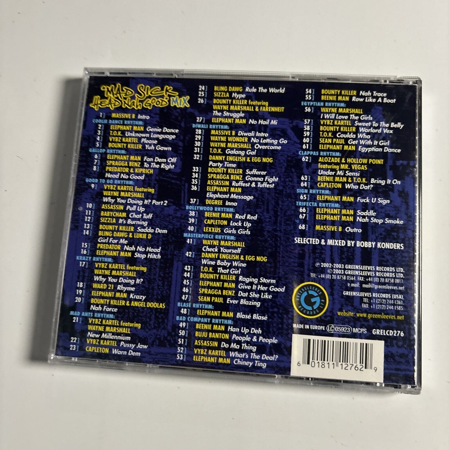 Greensleeves Official Dancehall Mix-Tape 1 (CD, 2003) Mad Sick Head Nah Good Mix