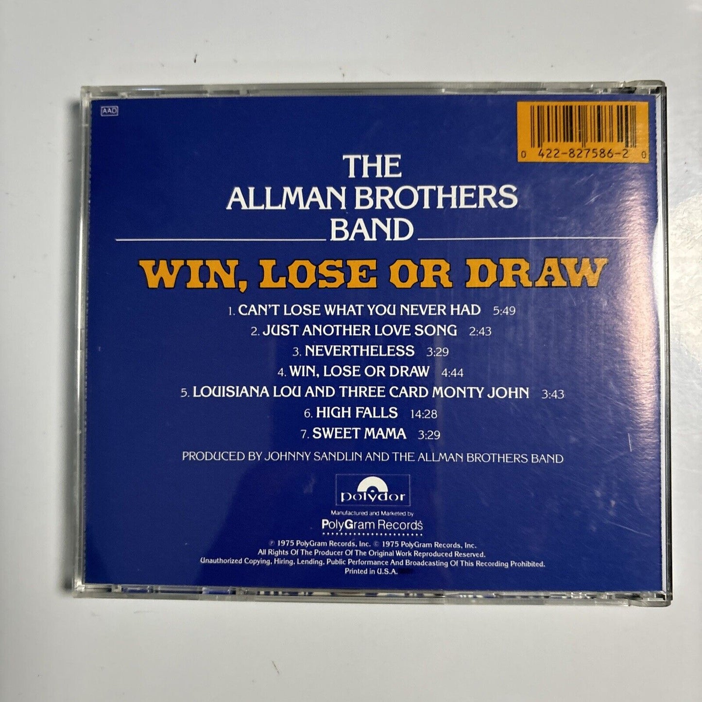 The Allman Brothers Band - Win, Lose Or Draw (CD, 1991) Polydor