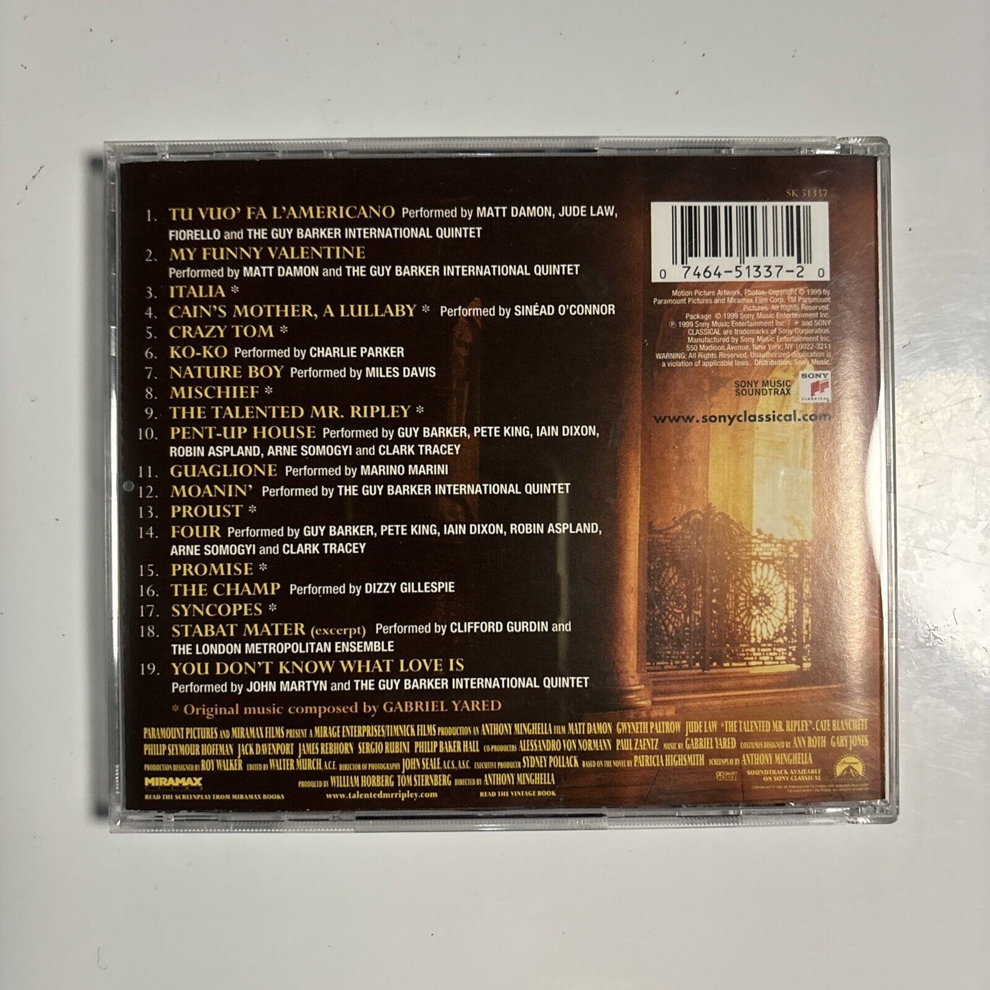 The Talented Mr. Ripley (Music From The Motion Picture) (CD, 1999) SK 51337