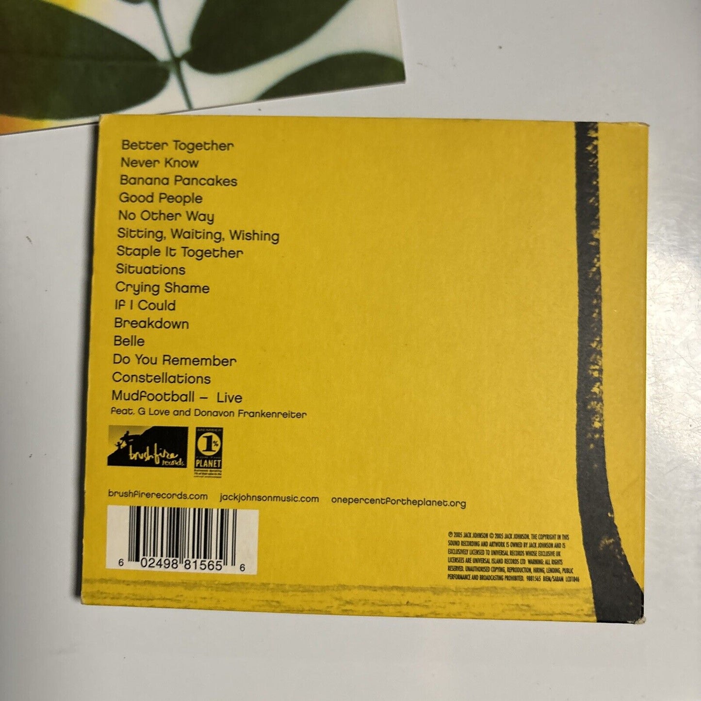 Jack Johnson - In Between Dreams (CD, 2005) Brushfire Records Digipak