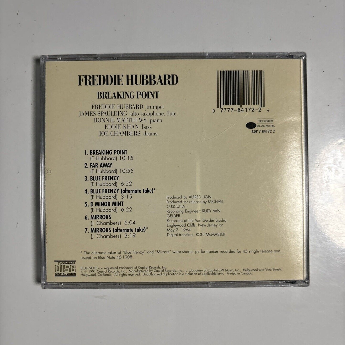 Freddie Hubbard - Breaking Point (CD, 1991) Blue Note CDP 7 84172 2