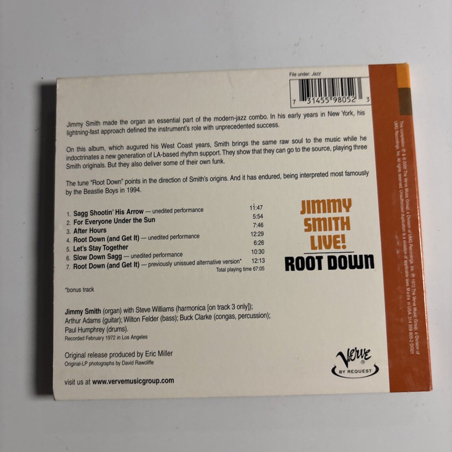 Jimmy Smith - Root Down (Jimmy Smith Live!) (2000, Digipak, CD)